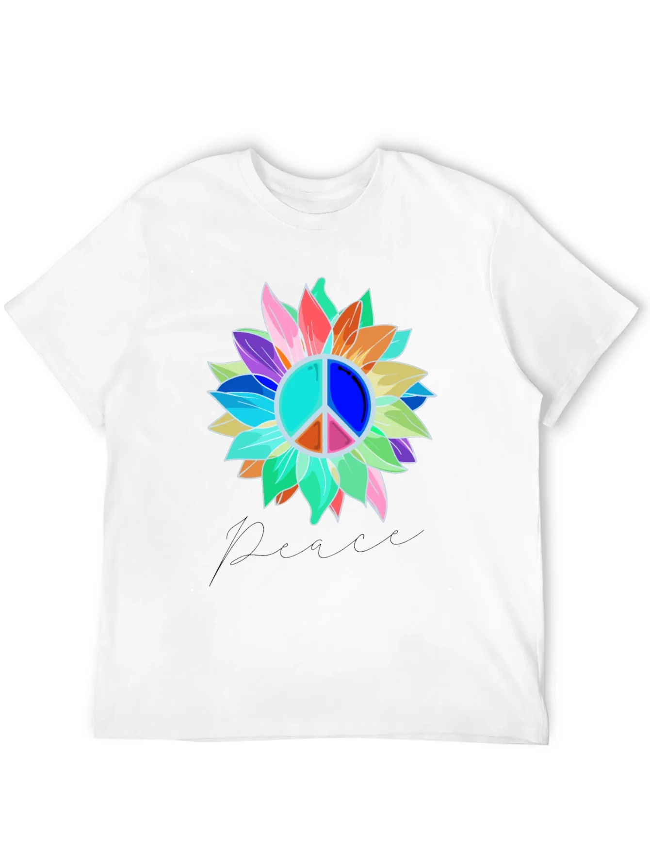 Rebbecca Peace Sign Sunflower Graphic Tee - Black