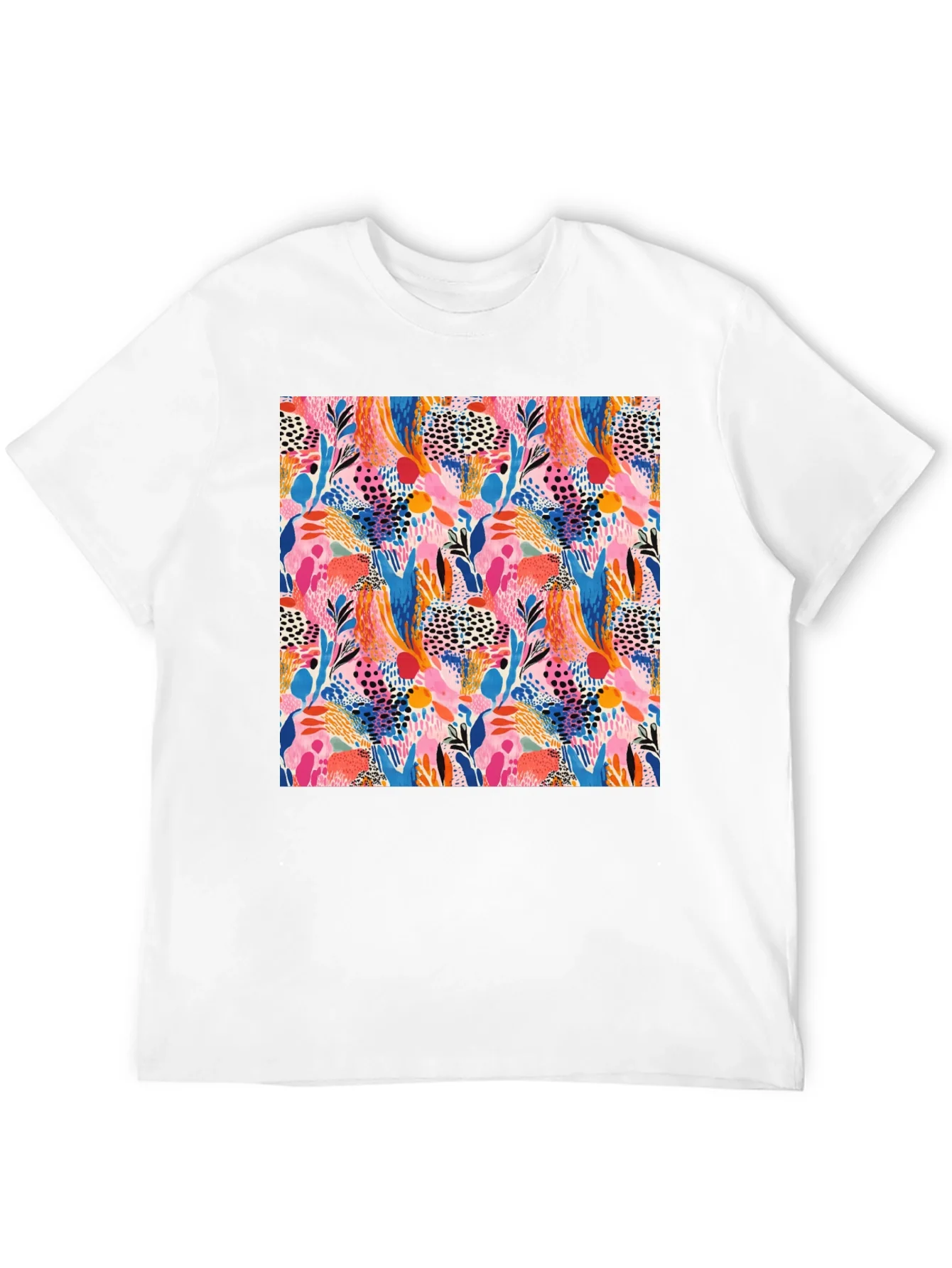 Camiseta Negra Estampado Abstracto Vibrante