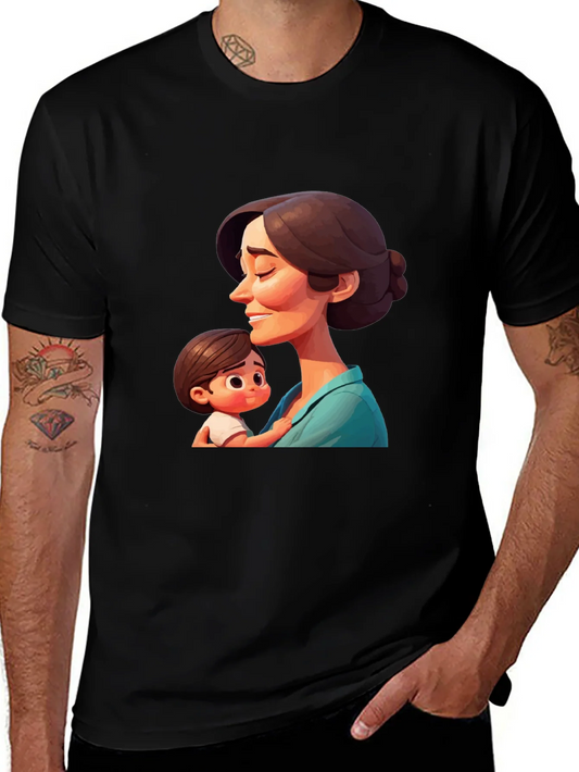 Rebbecca Stylish Black T-Shirt - Mother and Child Graphic