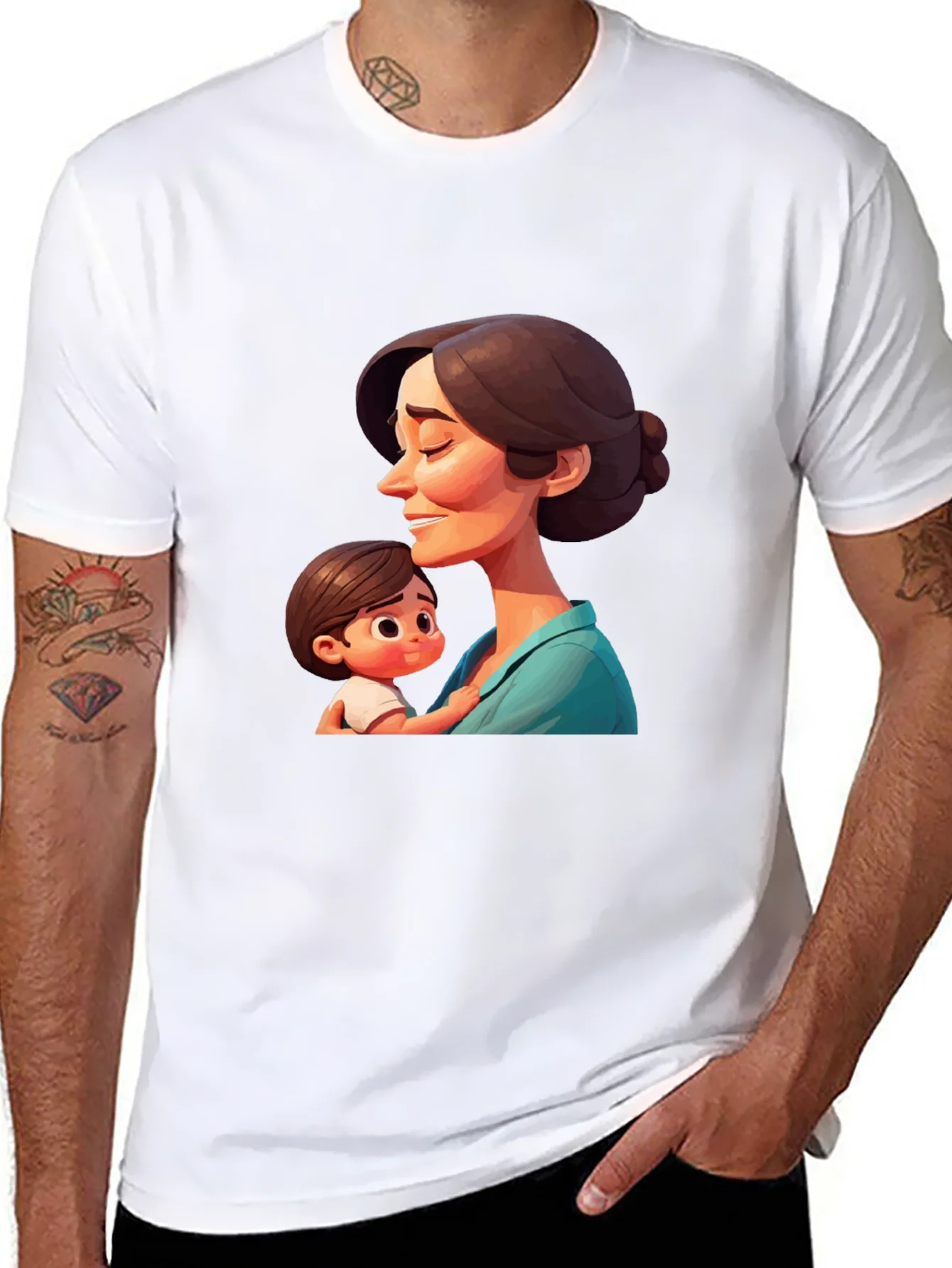 Rebbecca Stylish Black T-Shirt - Mother and Child Graphic