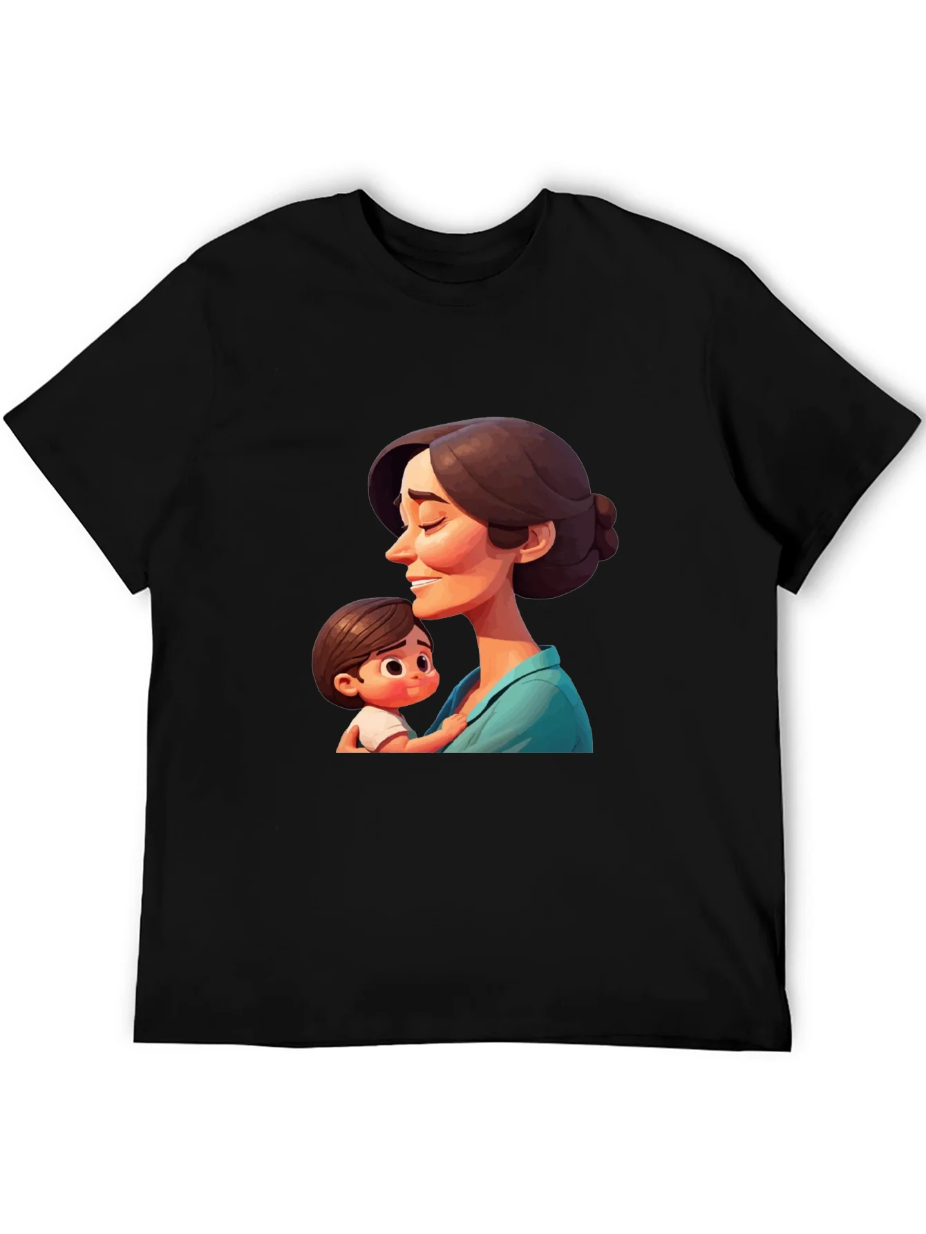Rebbecca Stylish Black T-Shirt - Mother and Child Graphic