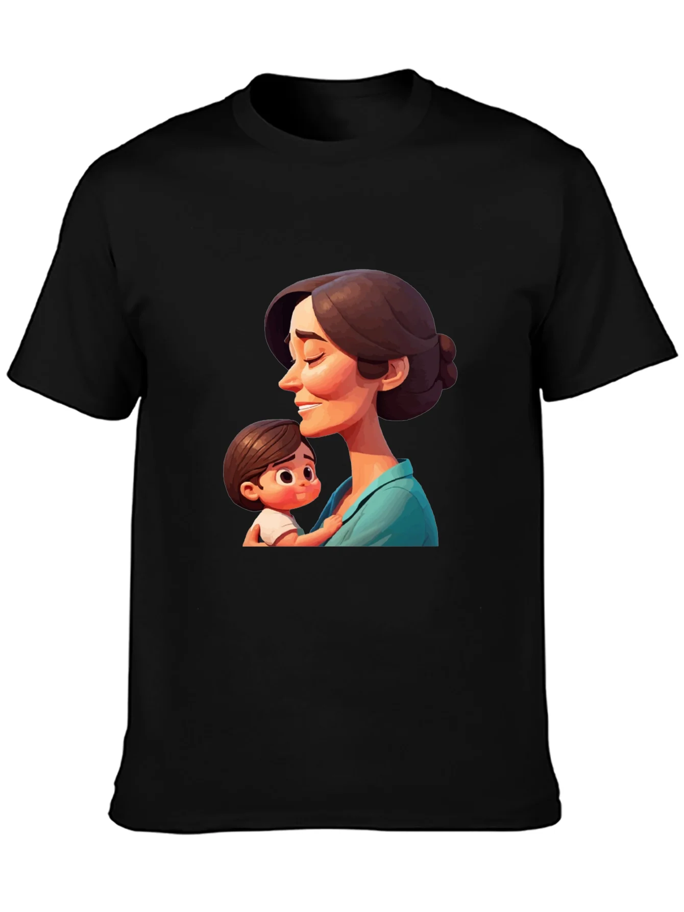 Rebbecca Stylish Black T-Shirt - Mother and Child Graphic
