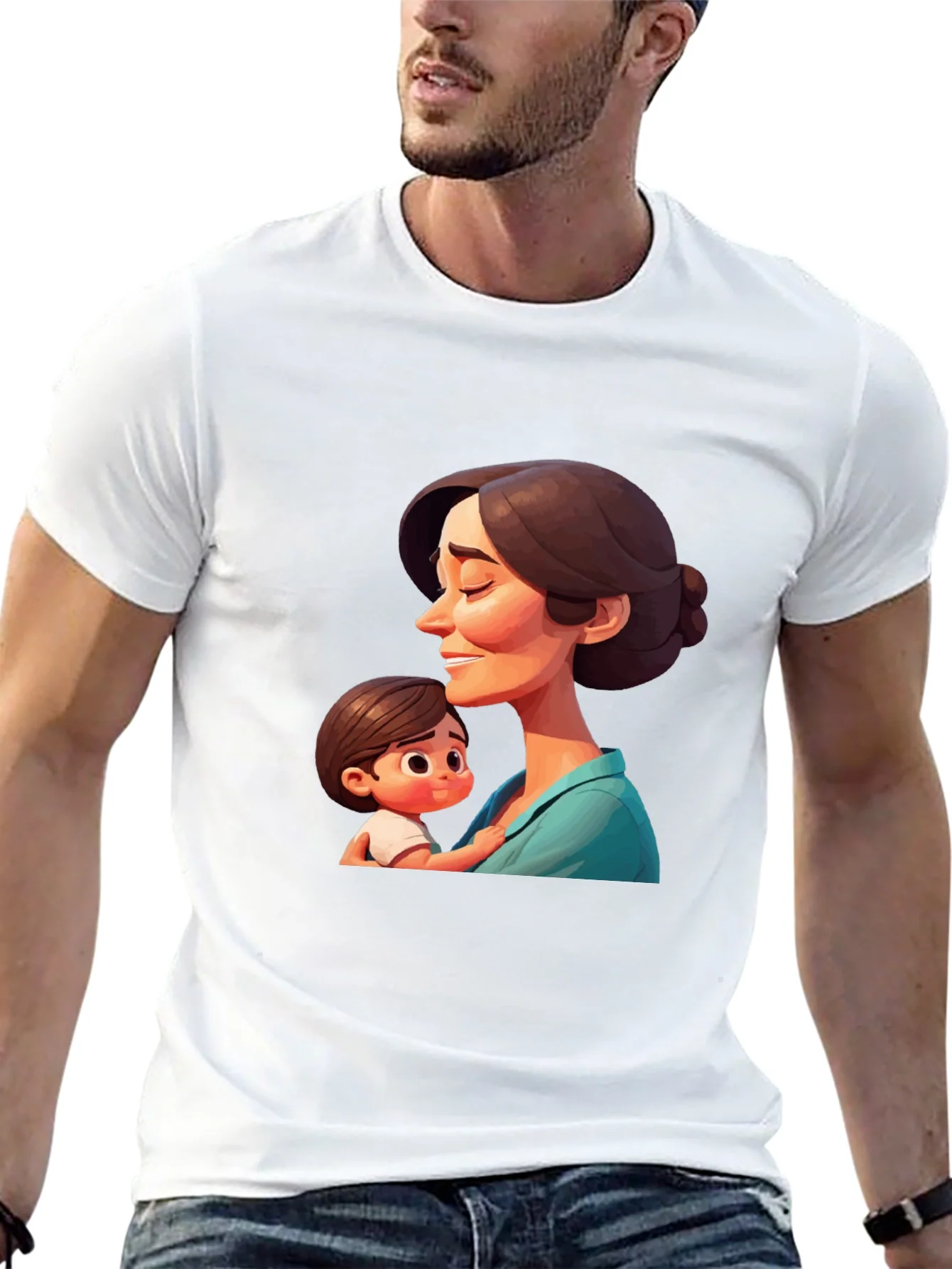 Rebbecca Stylish Black T-Shirt - Mother and Child Graphic