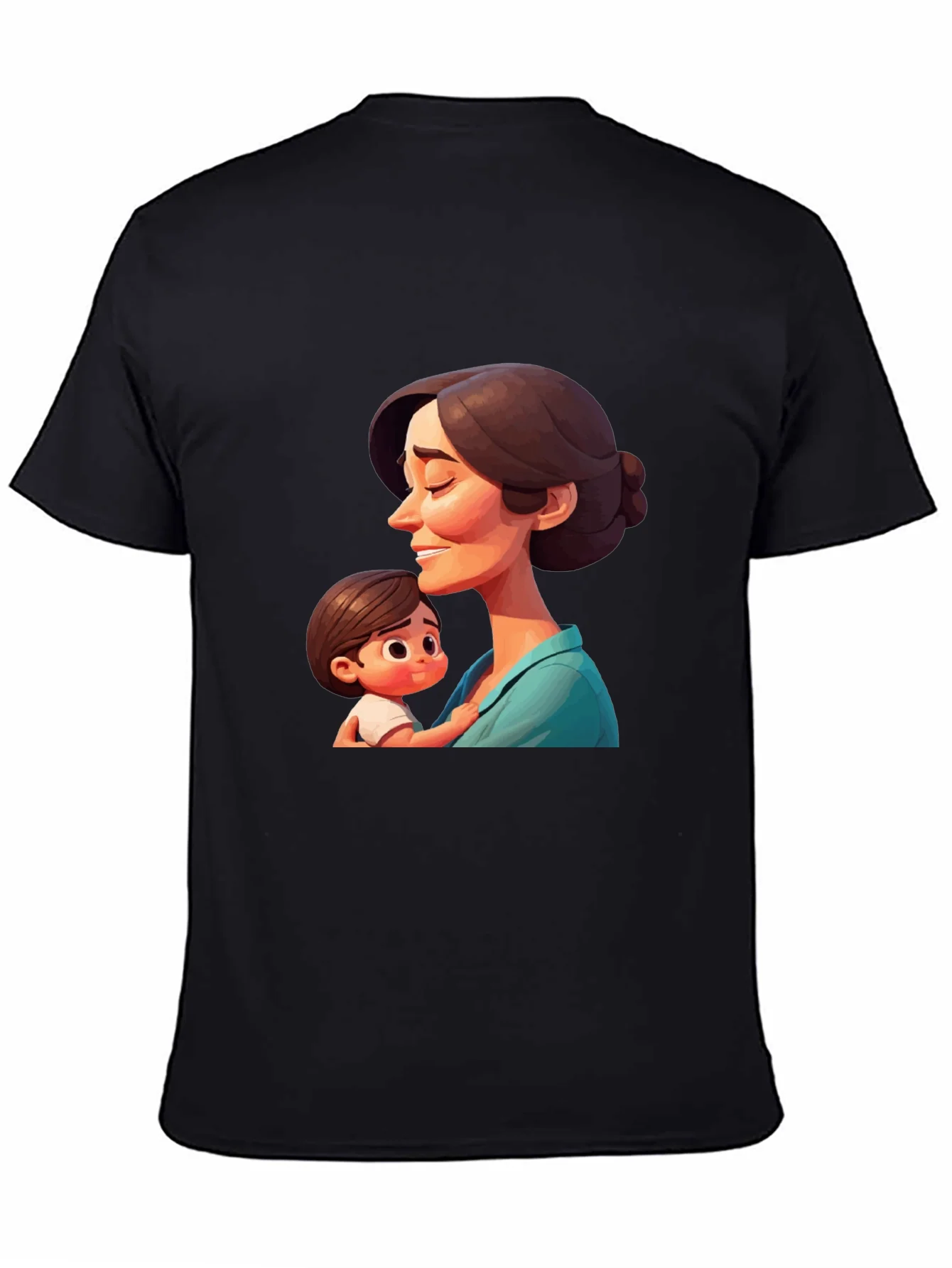 Rebbecca Stylish Black T-Shirt - Mother and Child Graphic