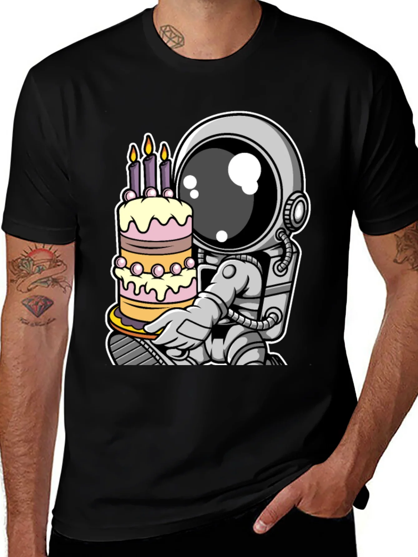 Rebbecca Astronaut Birthday Cake T-Shirt - Space Celebration Tee