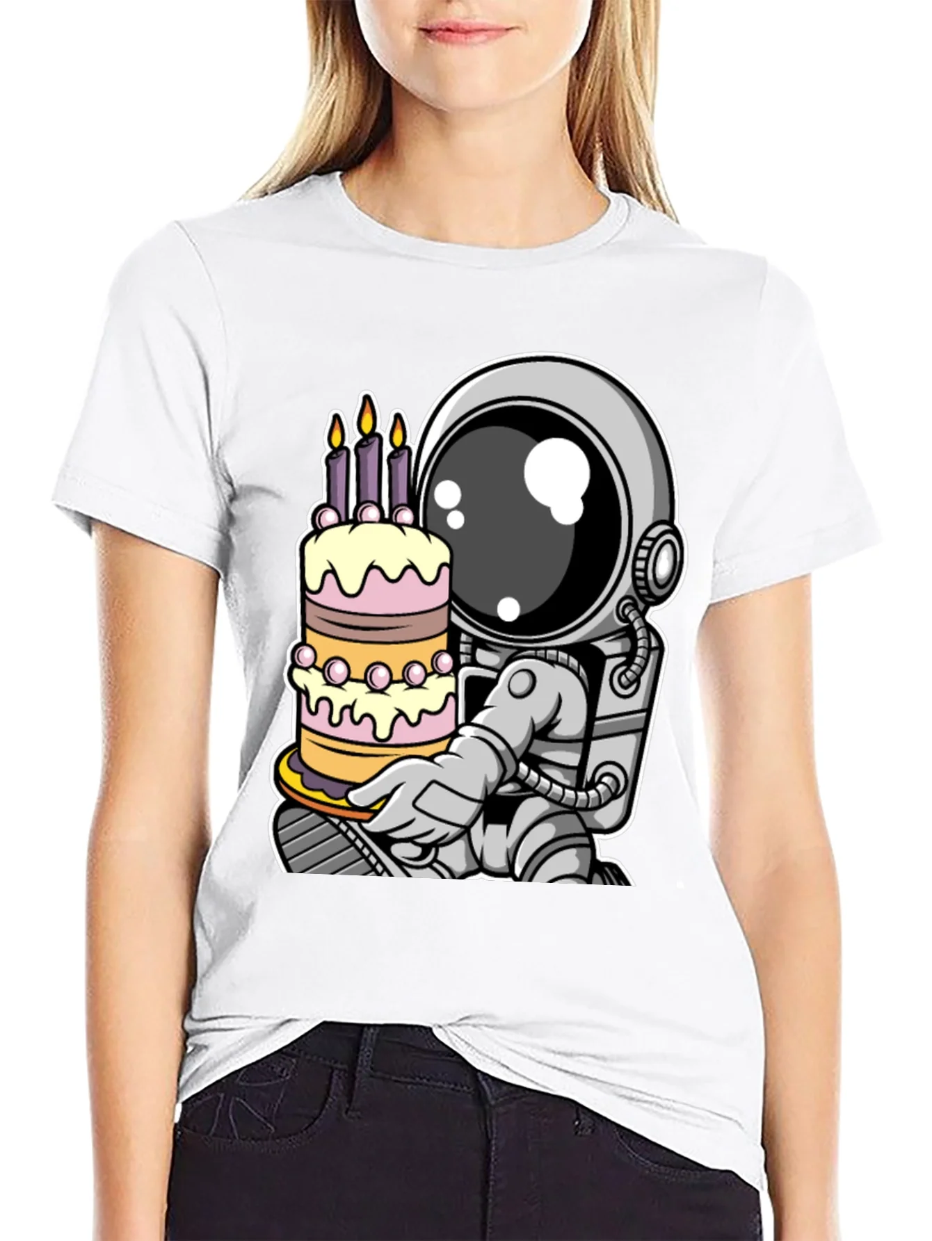 Rebbecca Astronaut Birthday Cake T-Shirt - Space Celebration Tee