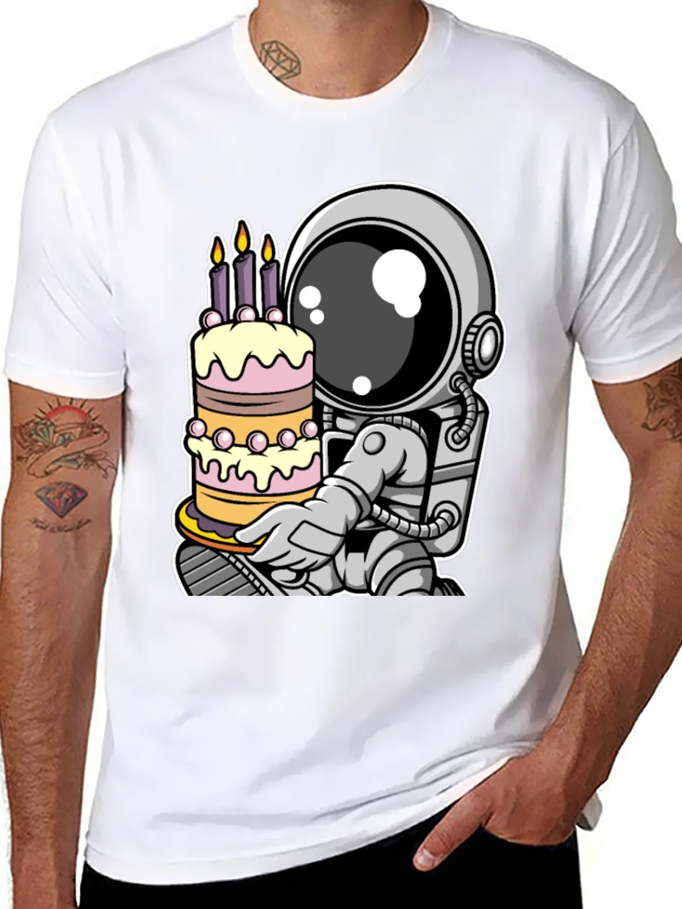 Rebbecca Astronaut Birthday Cake T-Shirt - Space Celebration Tee