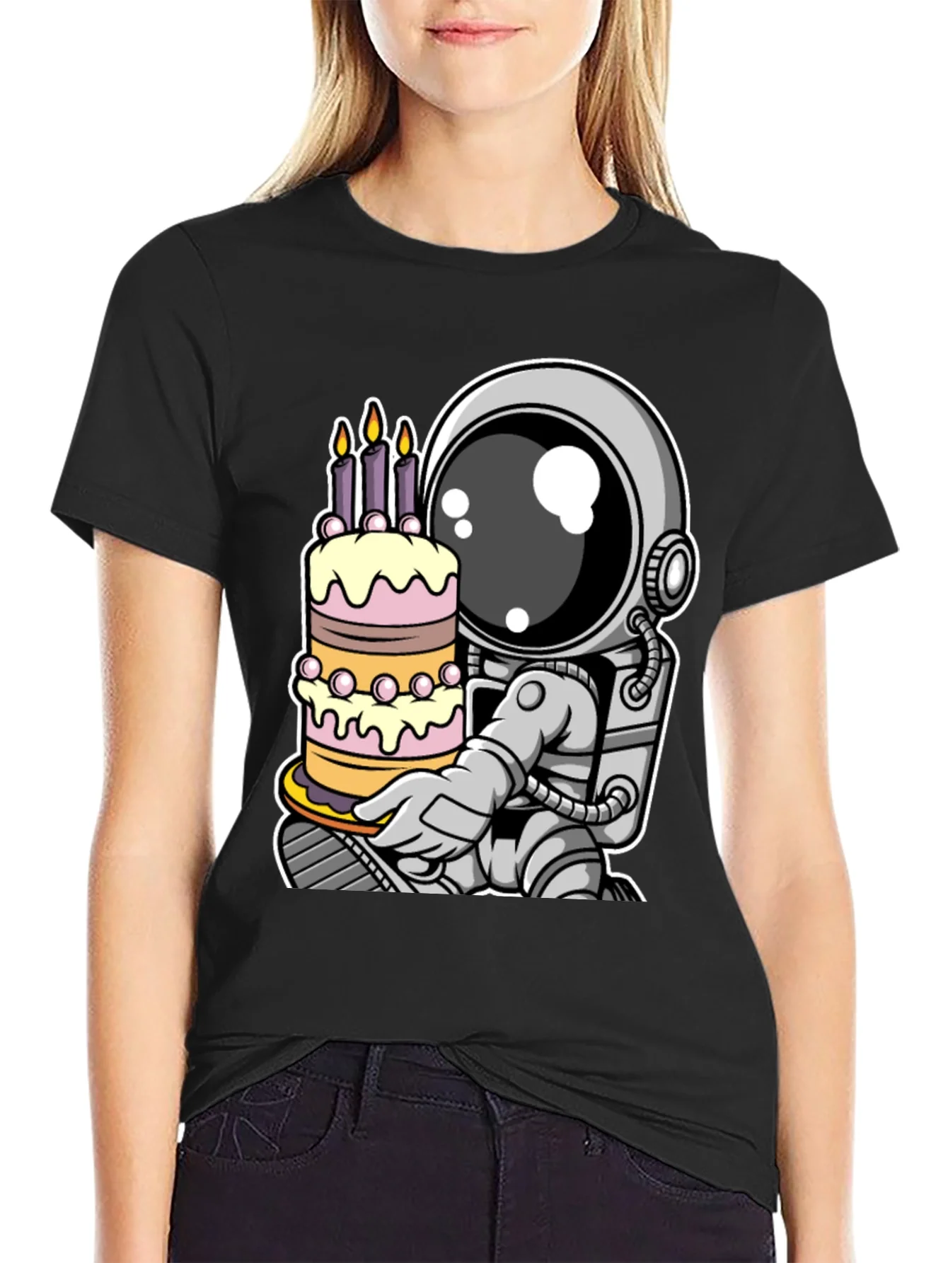 Rebbecca Astronaut Birthday Cake T-Shirt - Space Celebration Tee