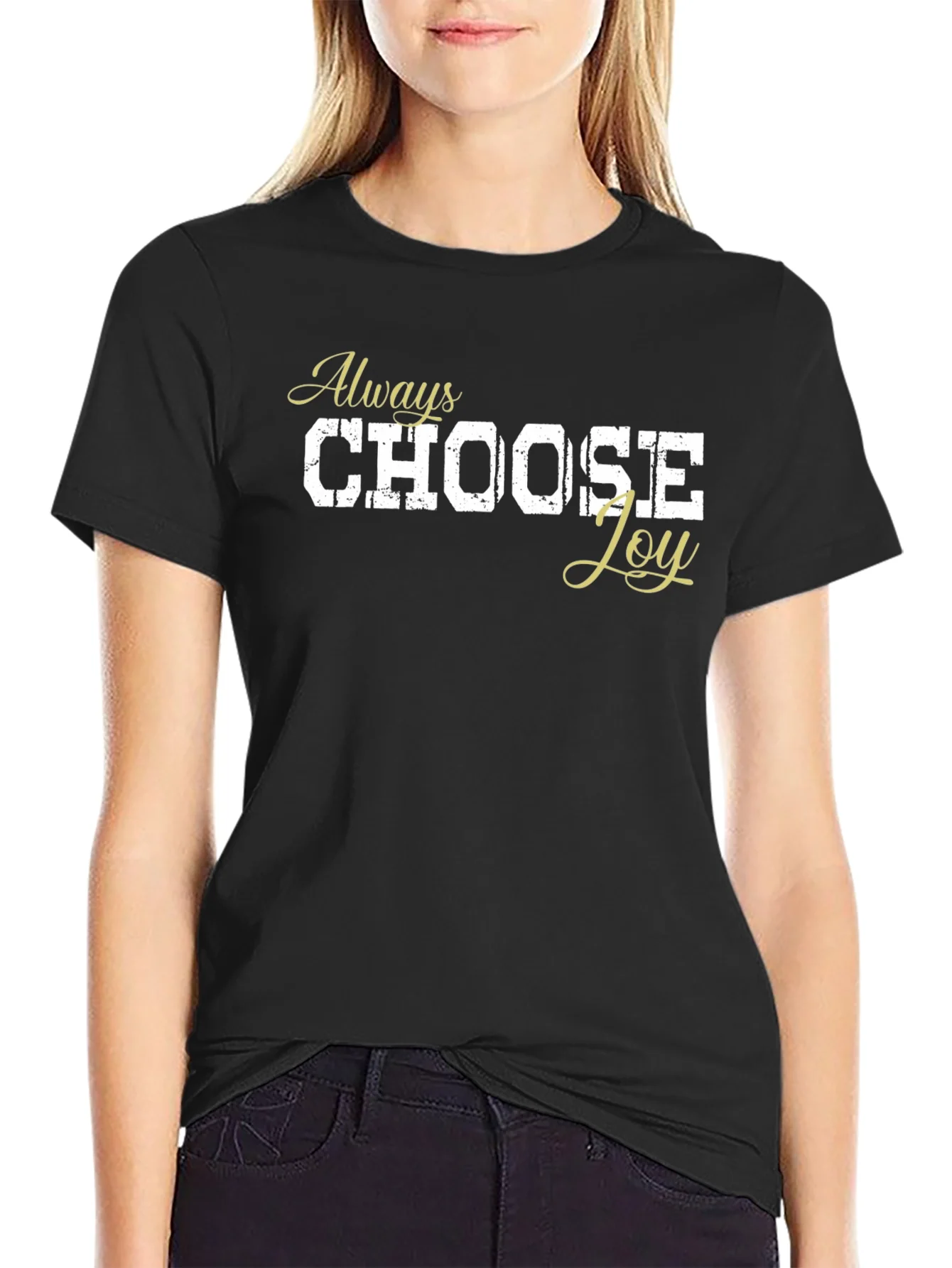 Rebbecca Always Choose Joy Black Graphic T-Shirt