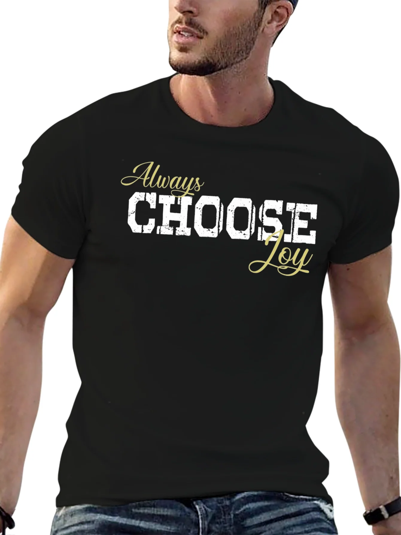 Rebbecca Always Choose Joy Black Graphic T-Shirt