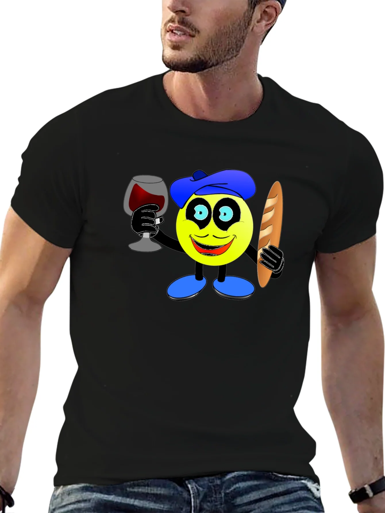 Rebbecca French Emoji T-Shirt - Wine & Baguette