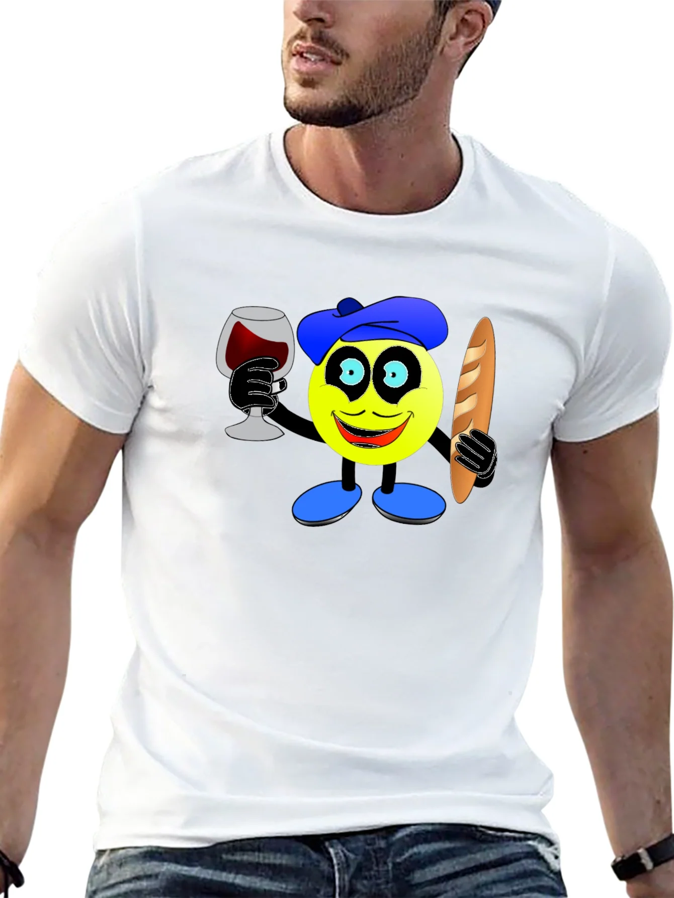 Rebbecca French Emoji T-Shirt - Wine & Baguette