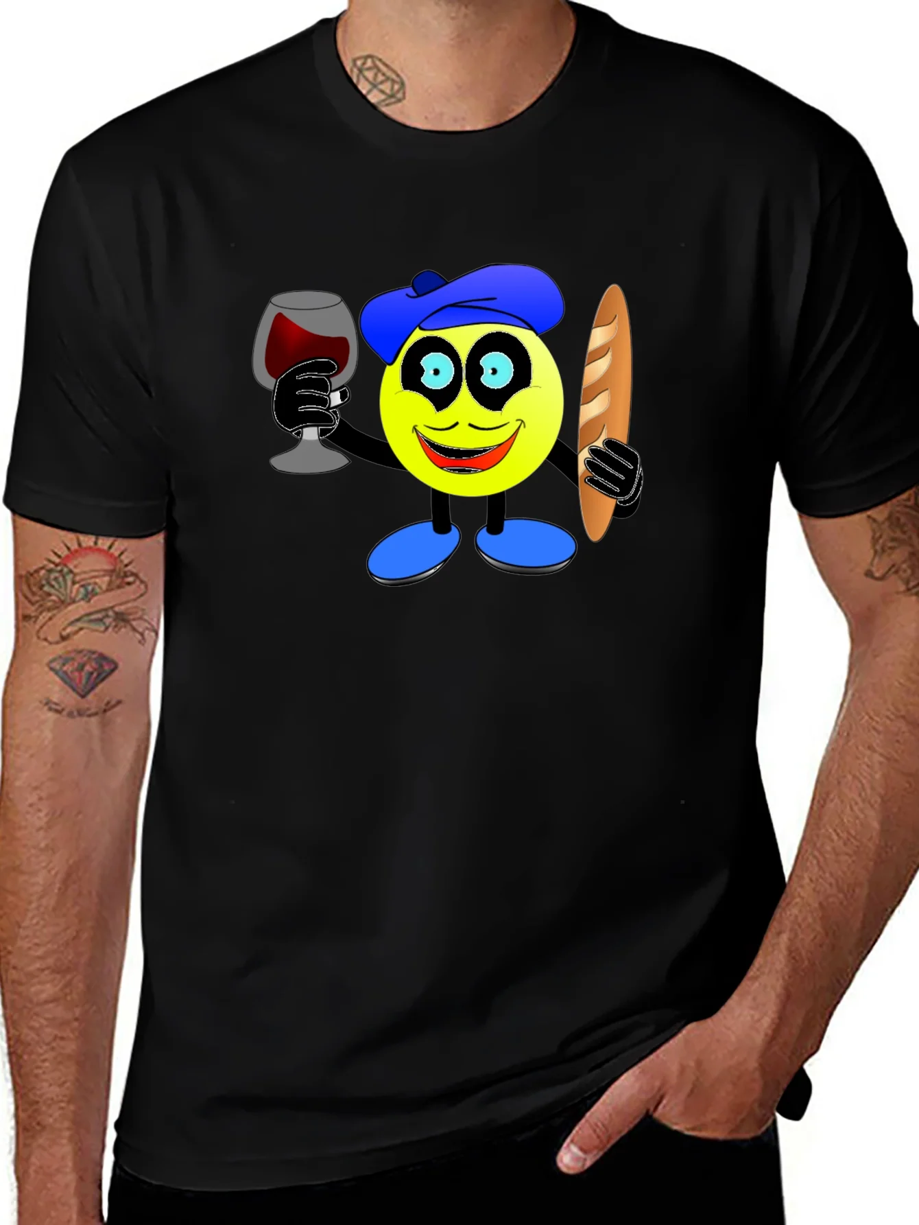 Rebbecca French Emoji T-Shirt - Wine & Baguette