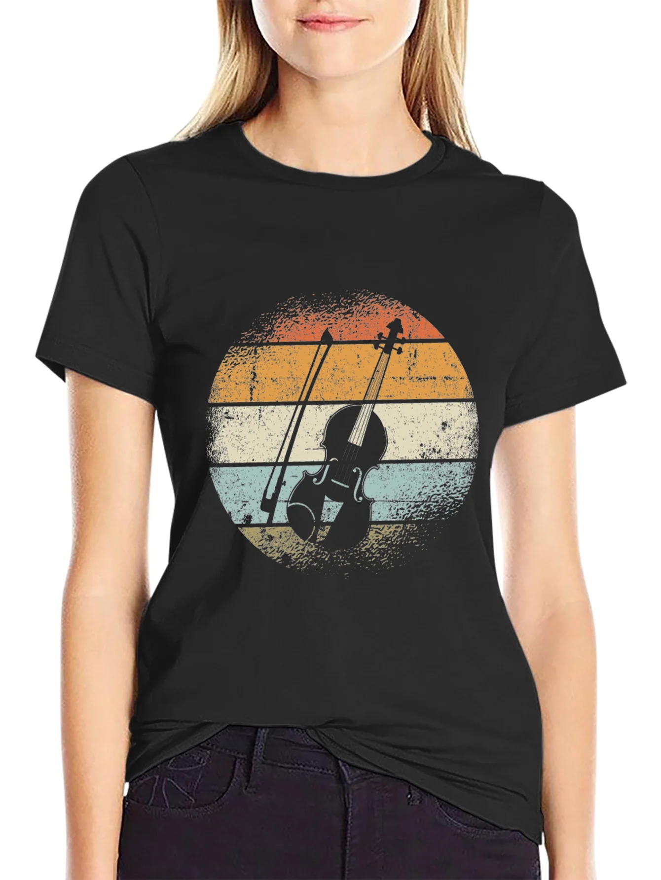 Rebbecca Retro Violin T-Shirt - Musician Apparel