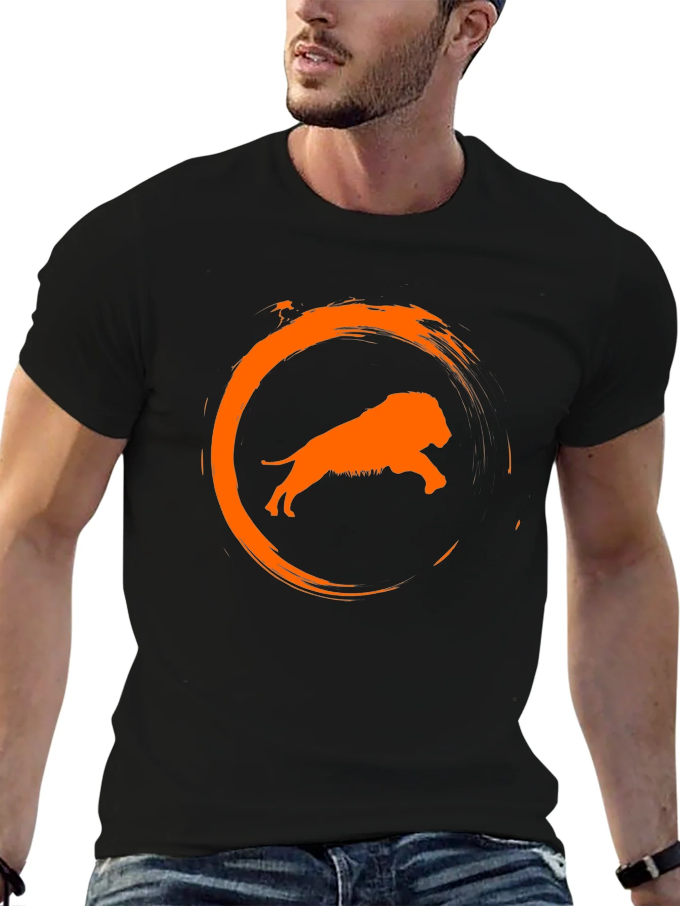 Rebbecca Lion Circle Graphic Black T-Shirt