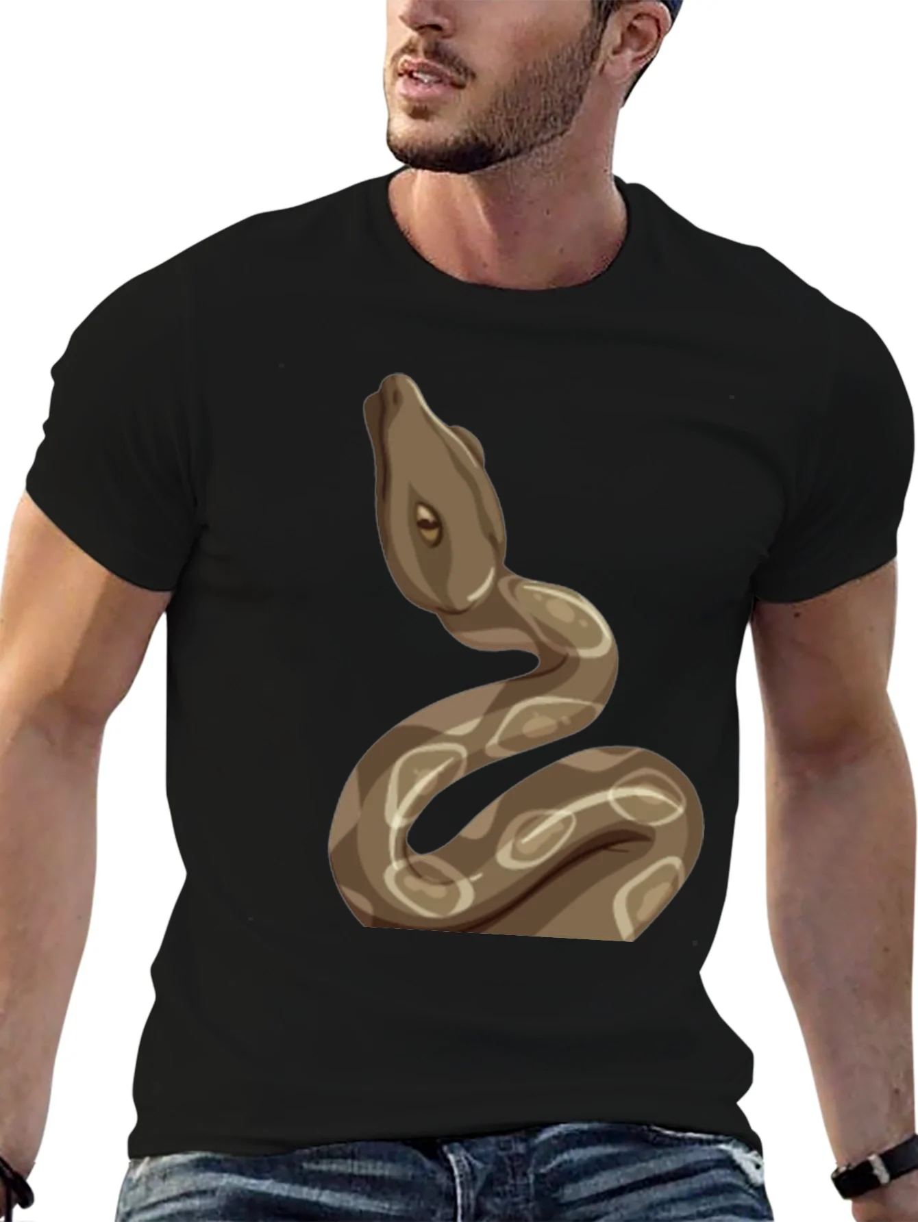 Camiseta Negra con Dise?o de Serpiente