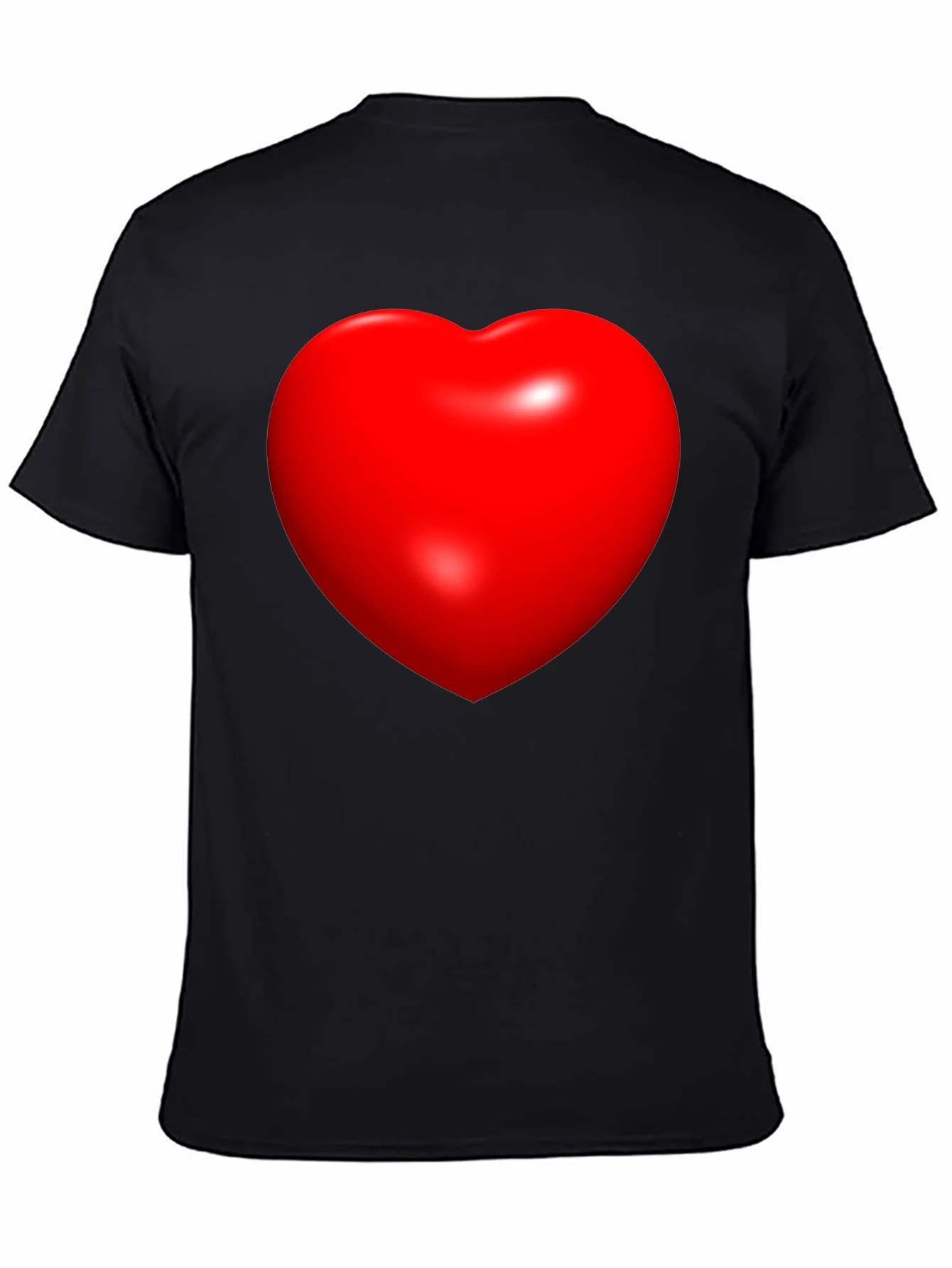 Camiseta Negra con Coraz¨®n Rojo 3D