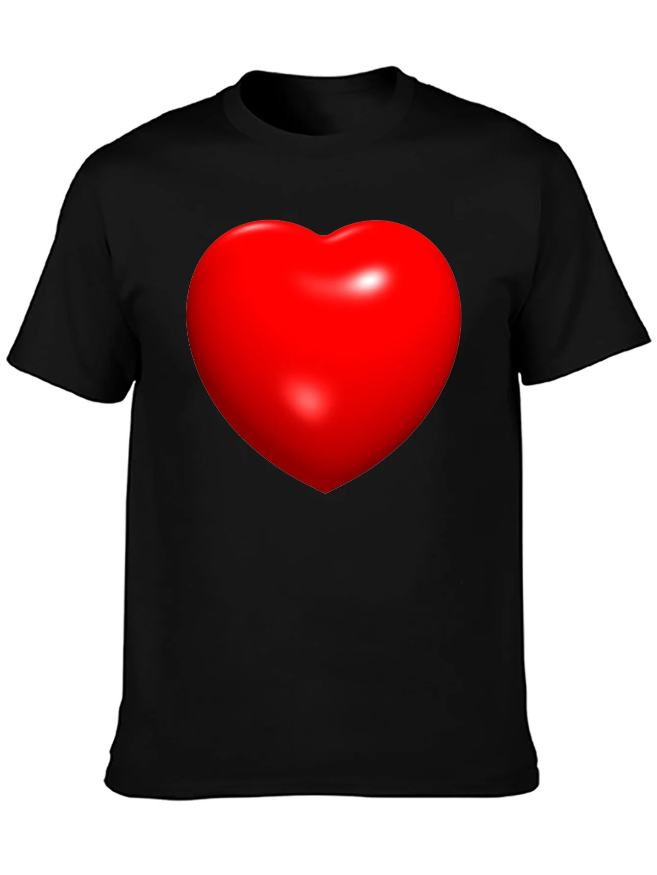 Camiseta Negra con Coraz¨®n Rojo 3D