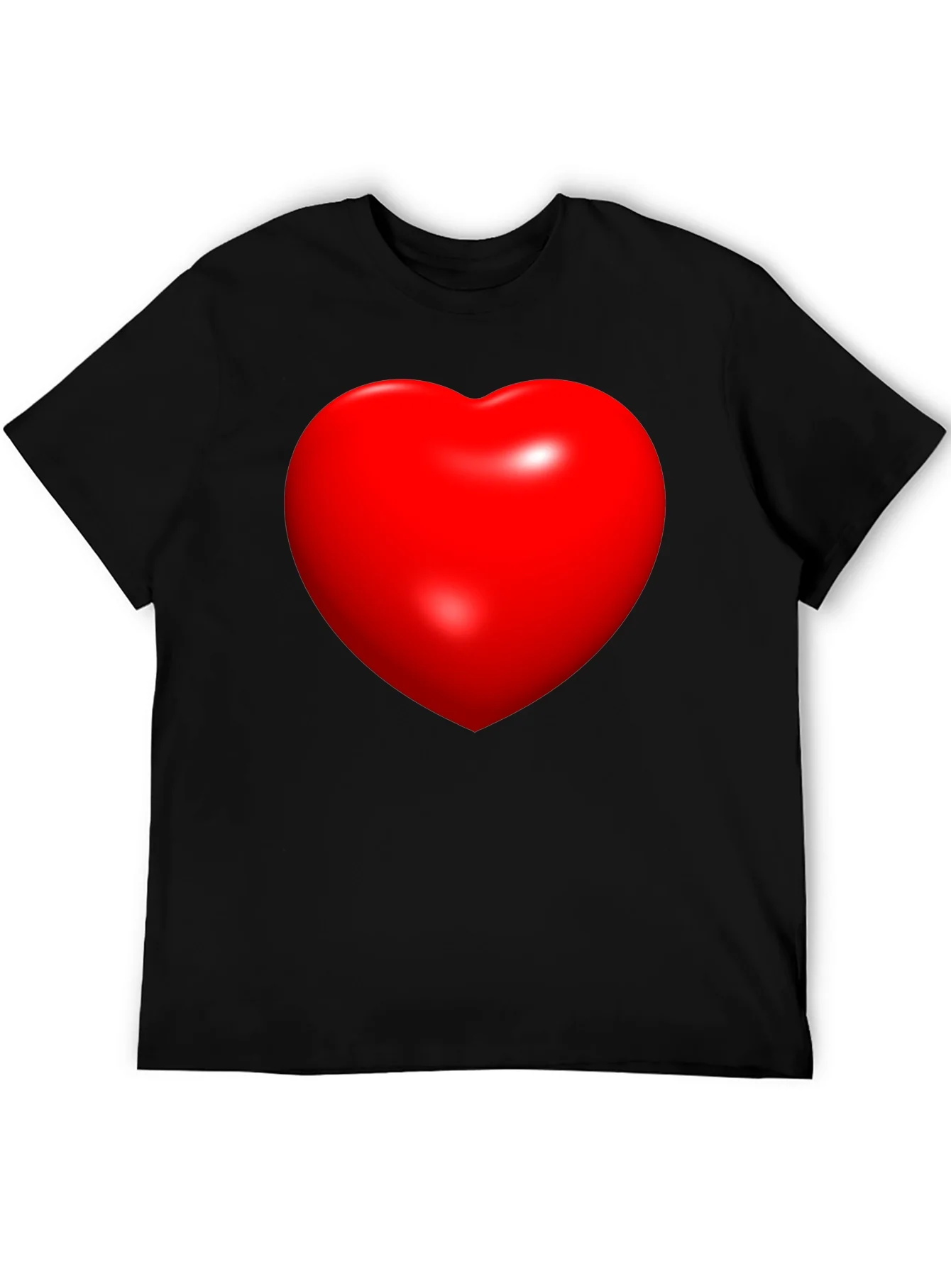 Camiseta Negra con Coraz¨®n Rojo 3D