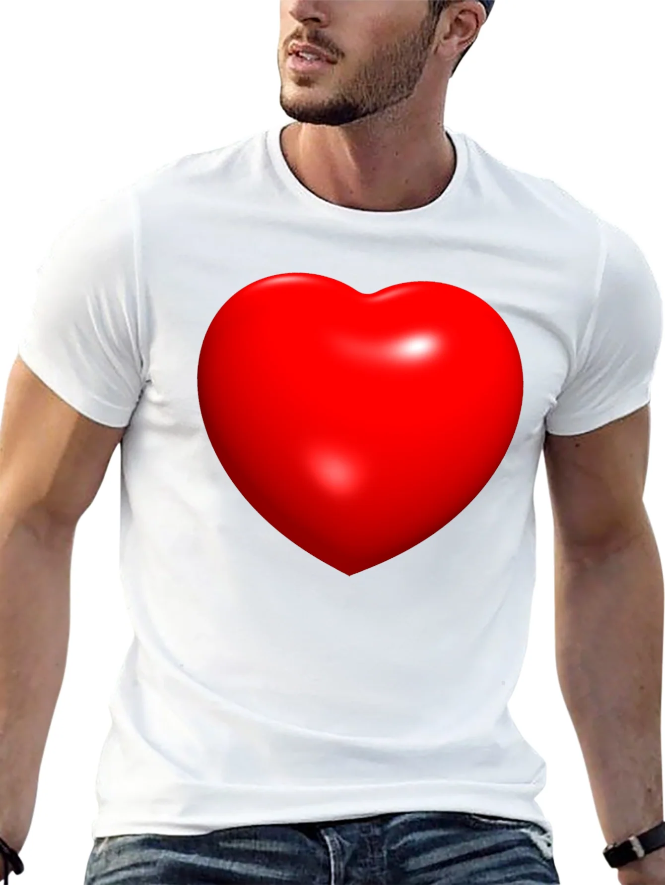 Camiseta Negra con Coraz¨®n Rojo 3D