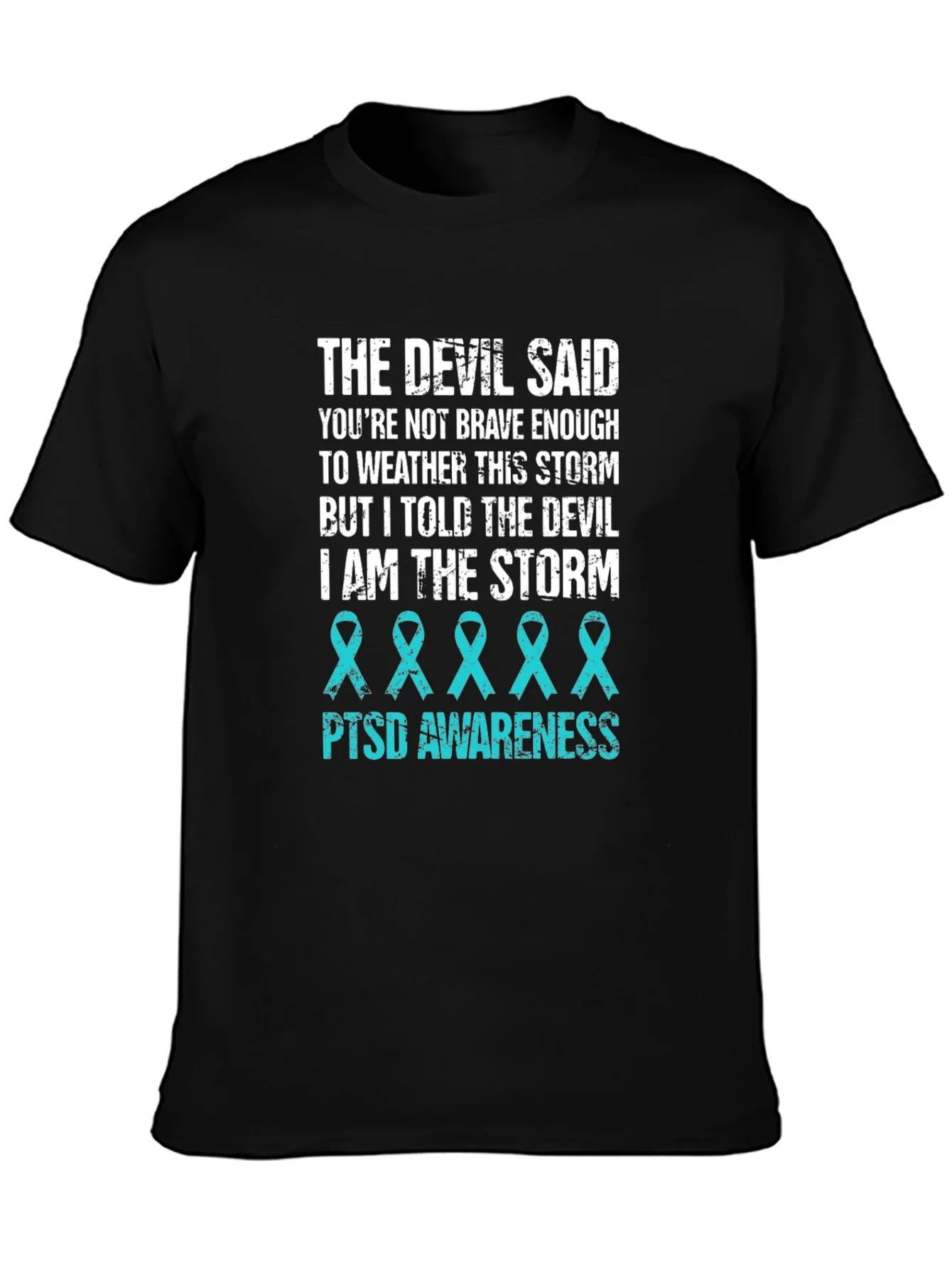Camiseta Negra con Dise?o PTSD Awareness