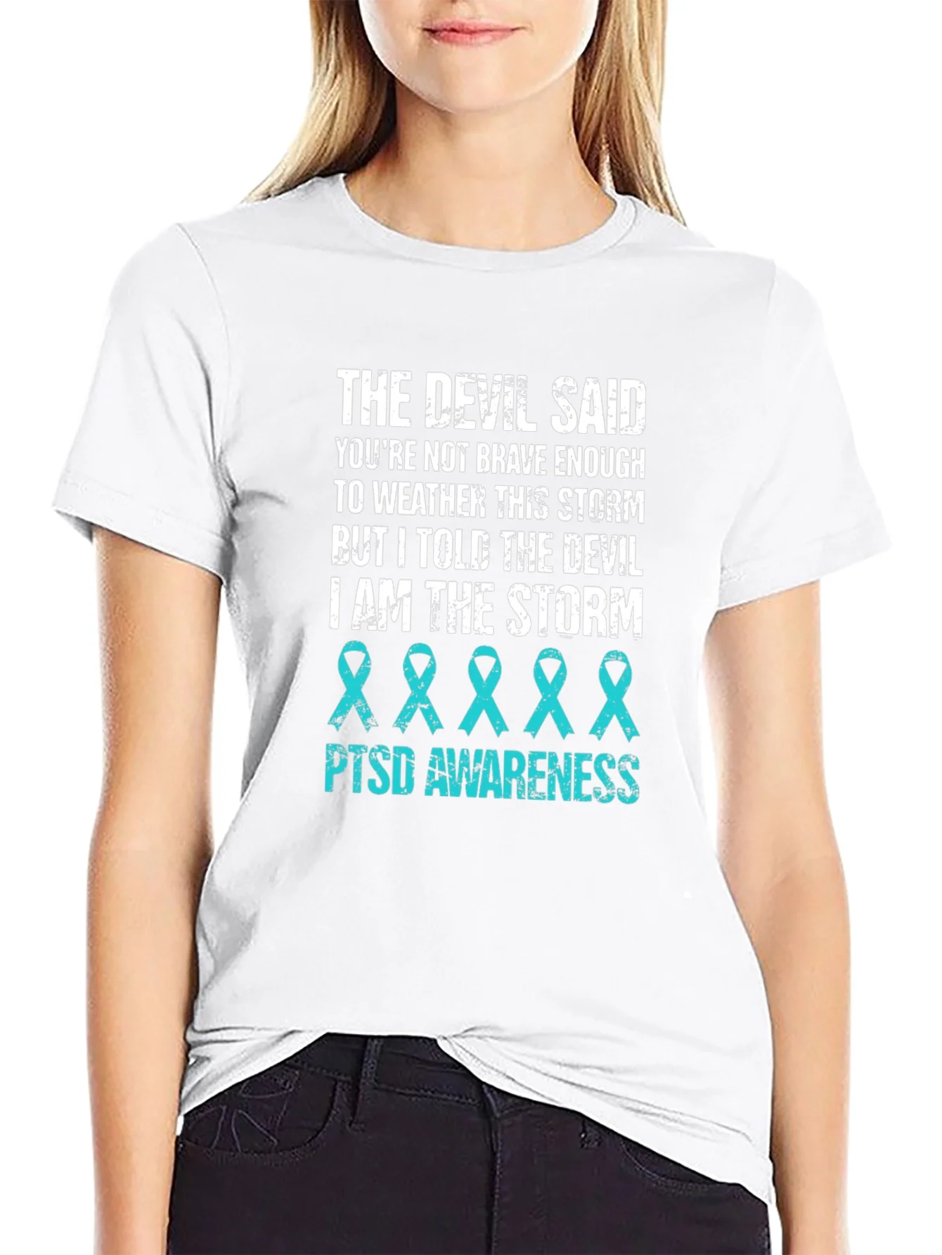Camiseta Negra con Dise?o PTSD Awareness