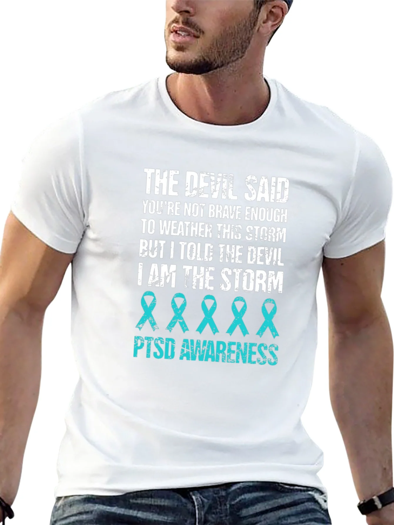 Camiseta Negra con Dise?o PTSD Awareness