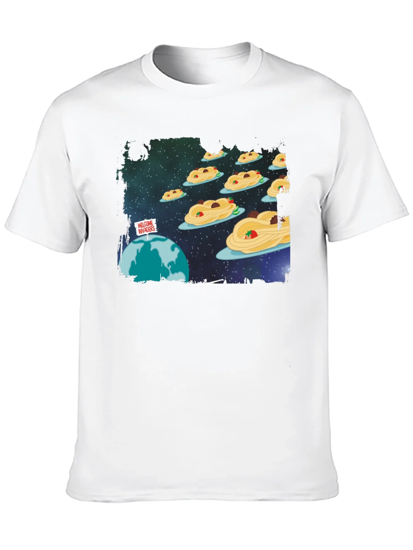 Camiseta Negra Invasion Espagueti Espacial