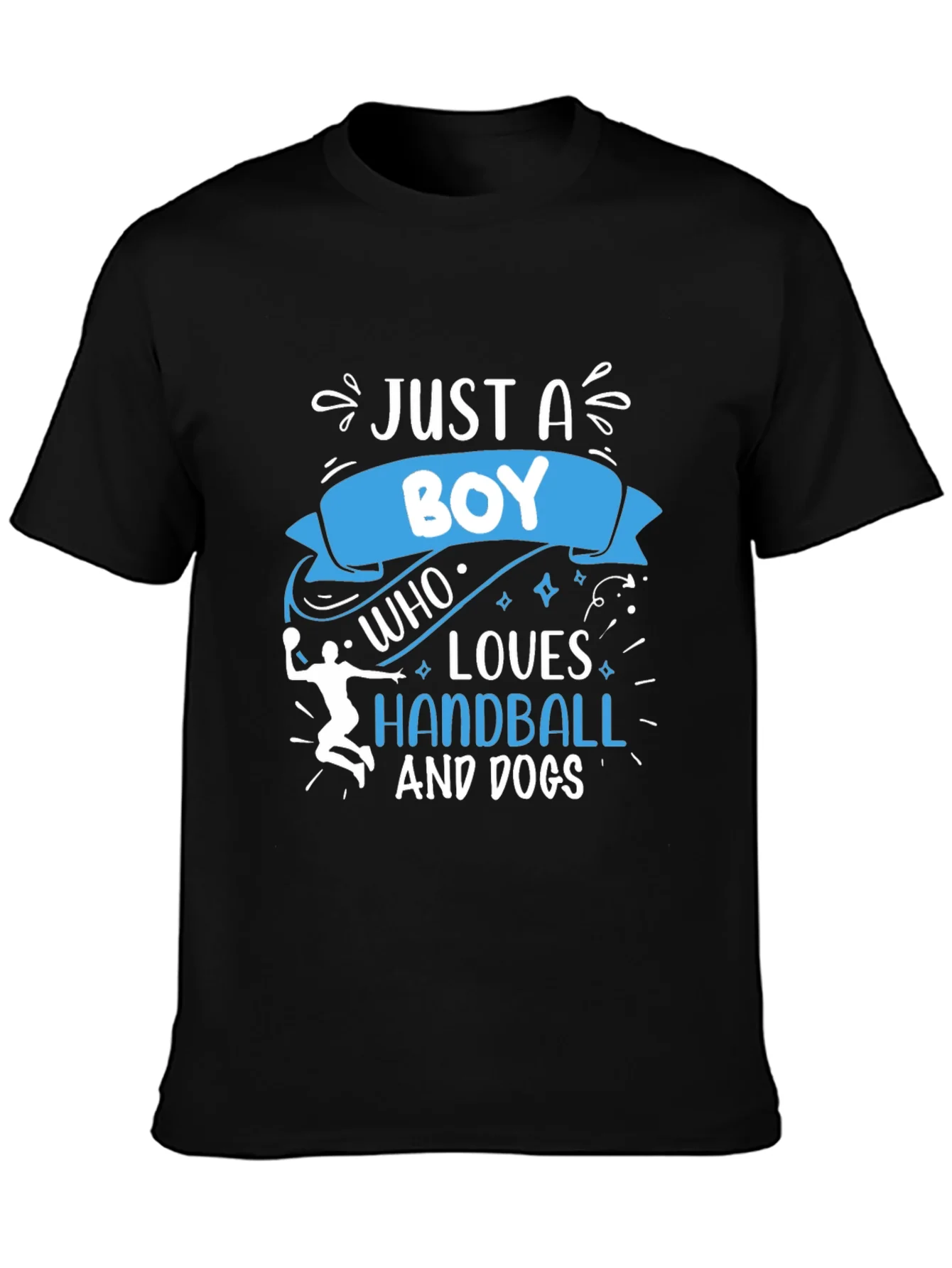 Rebbecca Boy Who Loves Handball and Dogs Black T-Shirt