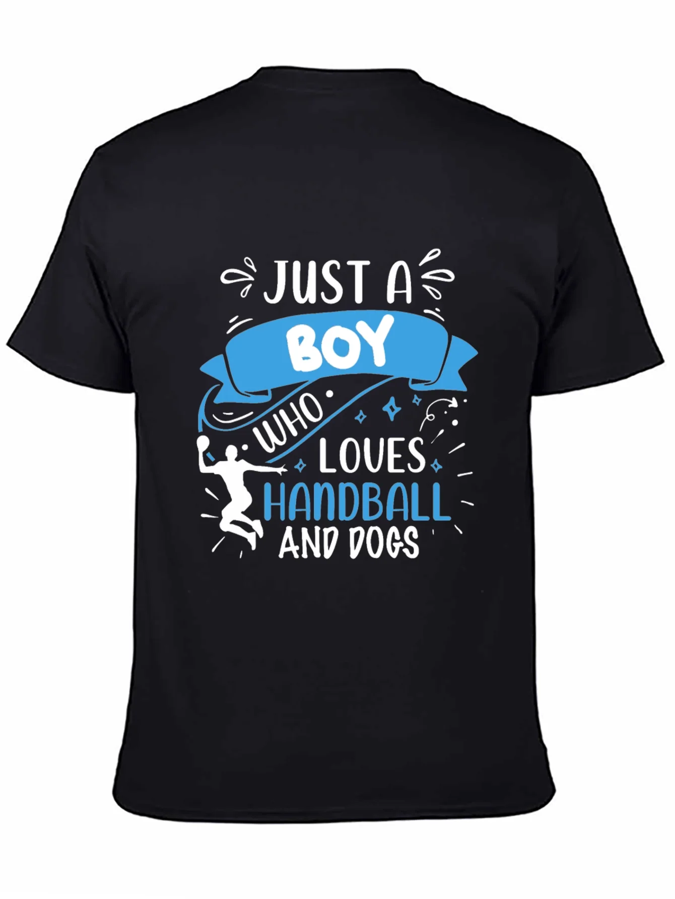 Rebbecca Boy Who Loves Handball and Dogs Black T-Shirt