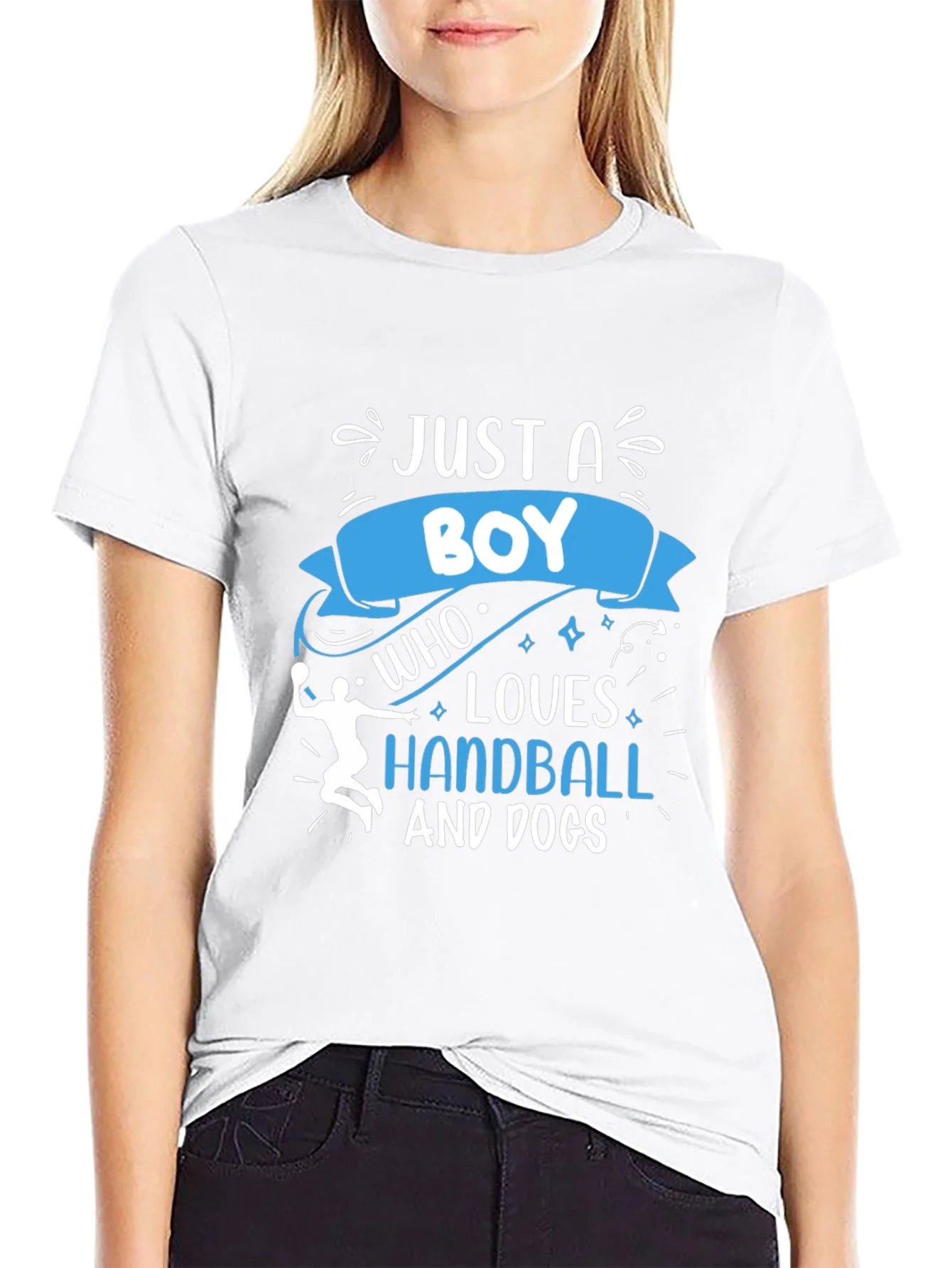 Rebbecca Boy Who Loves Handball and Dogs Black T-Shirt