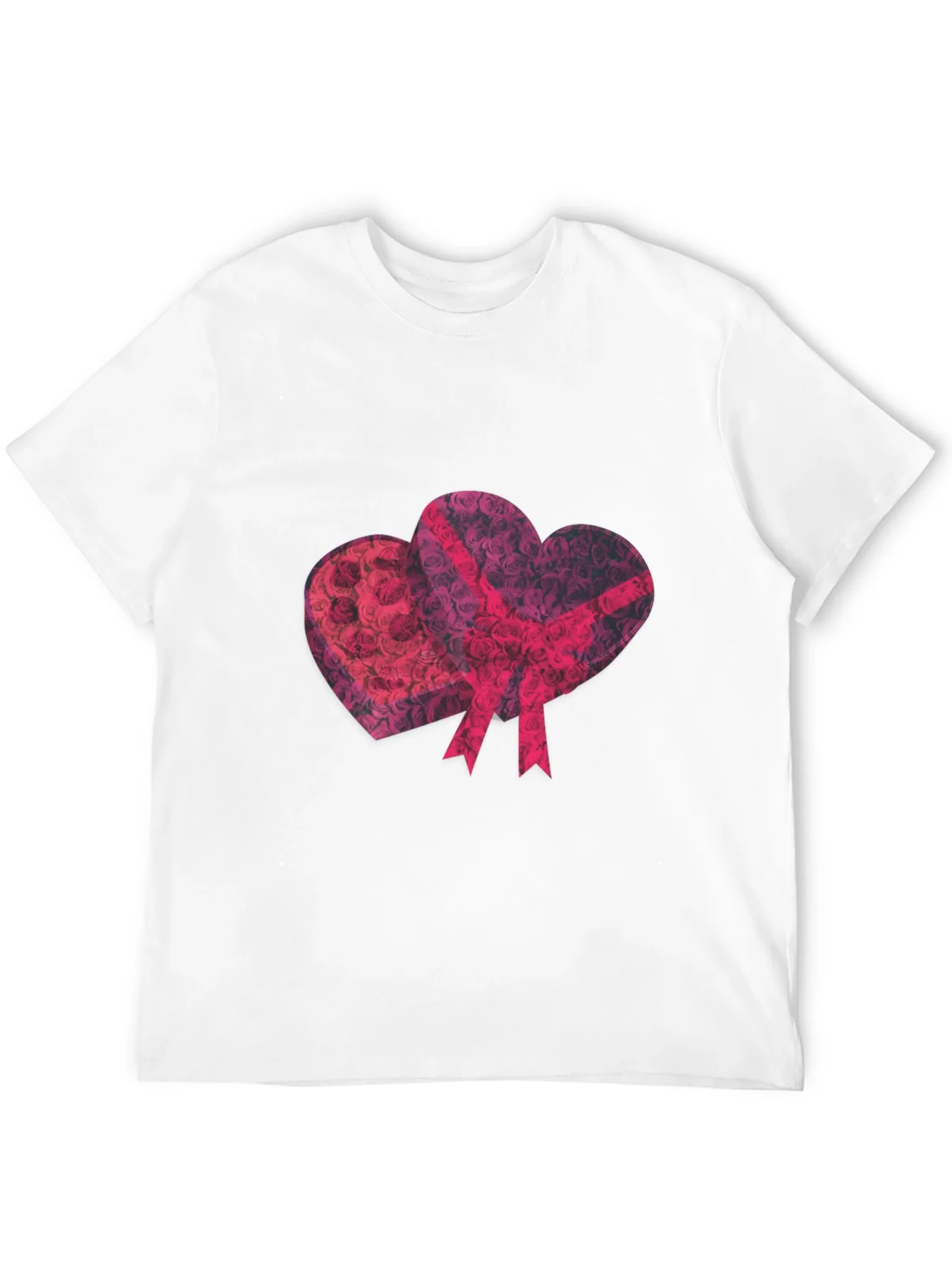 Camiseta Negra Estampado Corazones Rosas