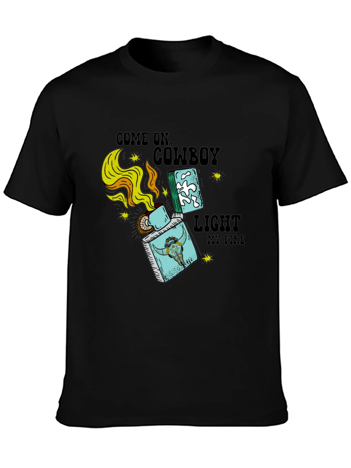 Camiseta Negra Cowboy Light My Fire
