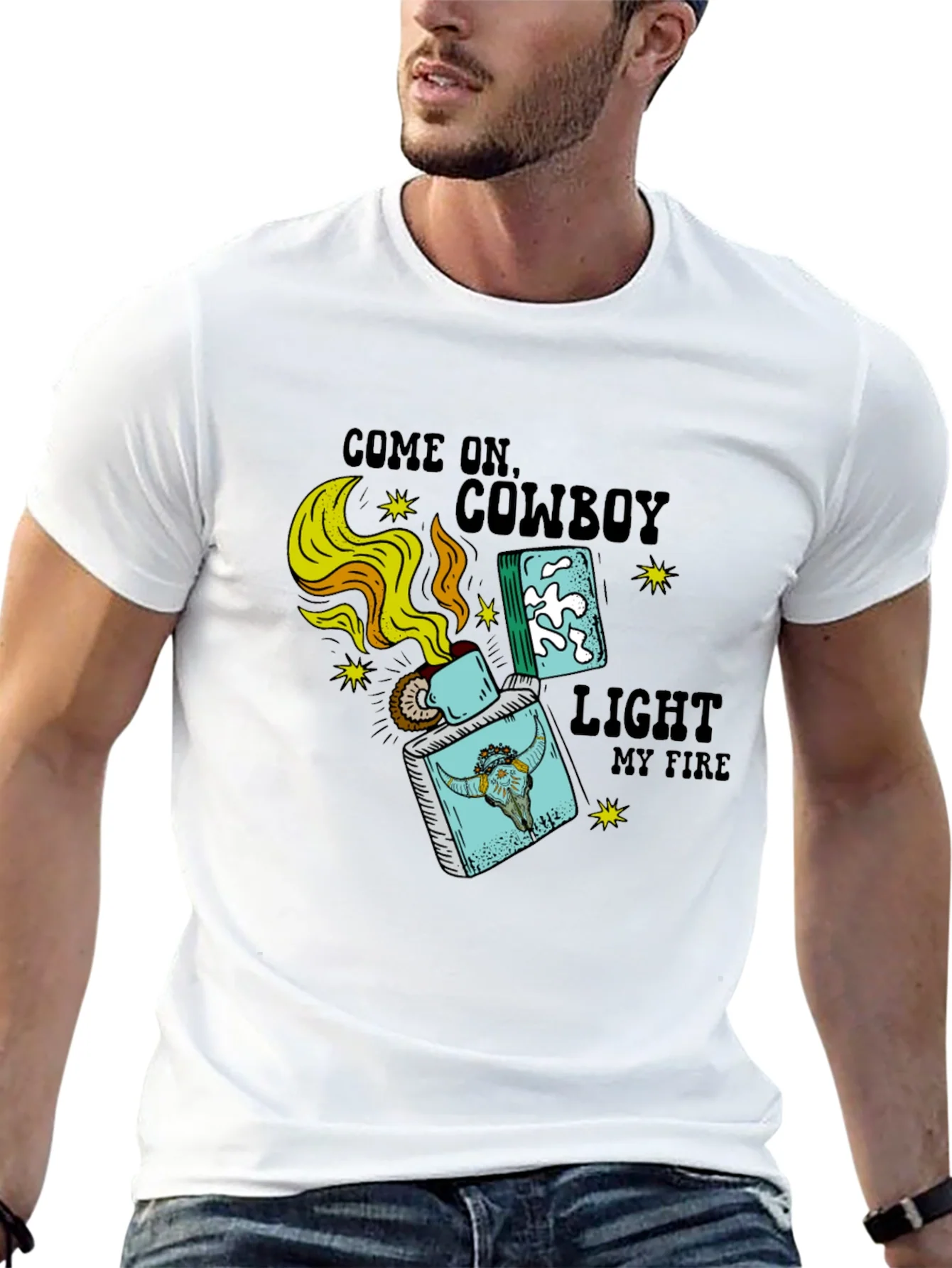Camiseta Negra Cowboy Light My Fire