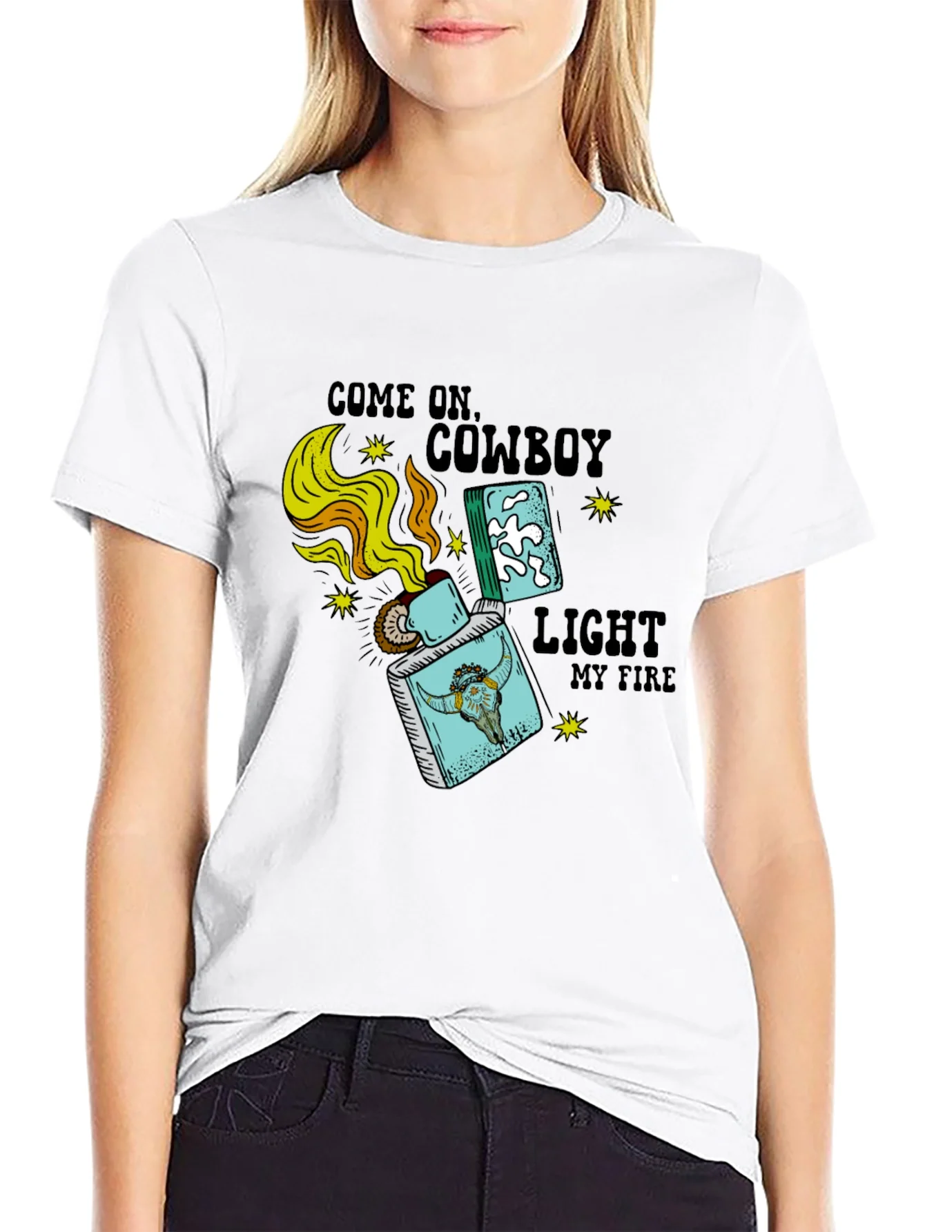 Camiseta Negra Cowboy Light My Fire