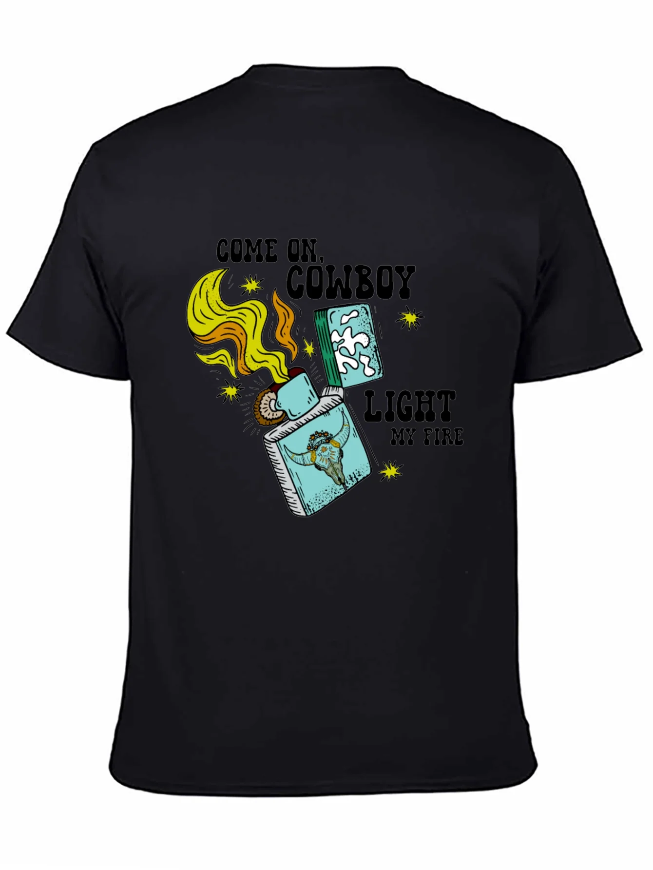 Camiseta Negra Cowboy Light My Fire