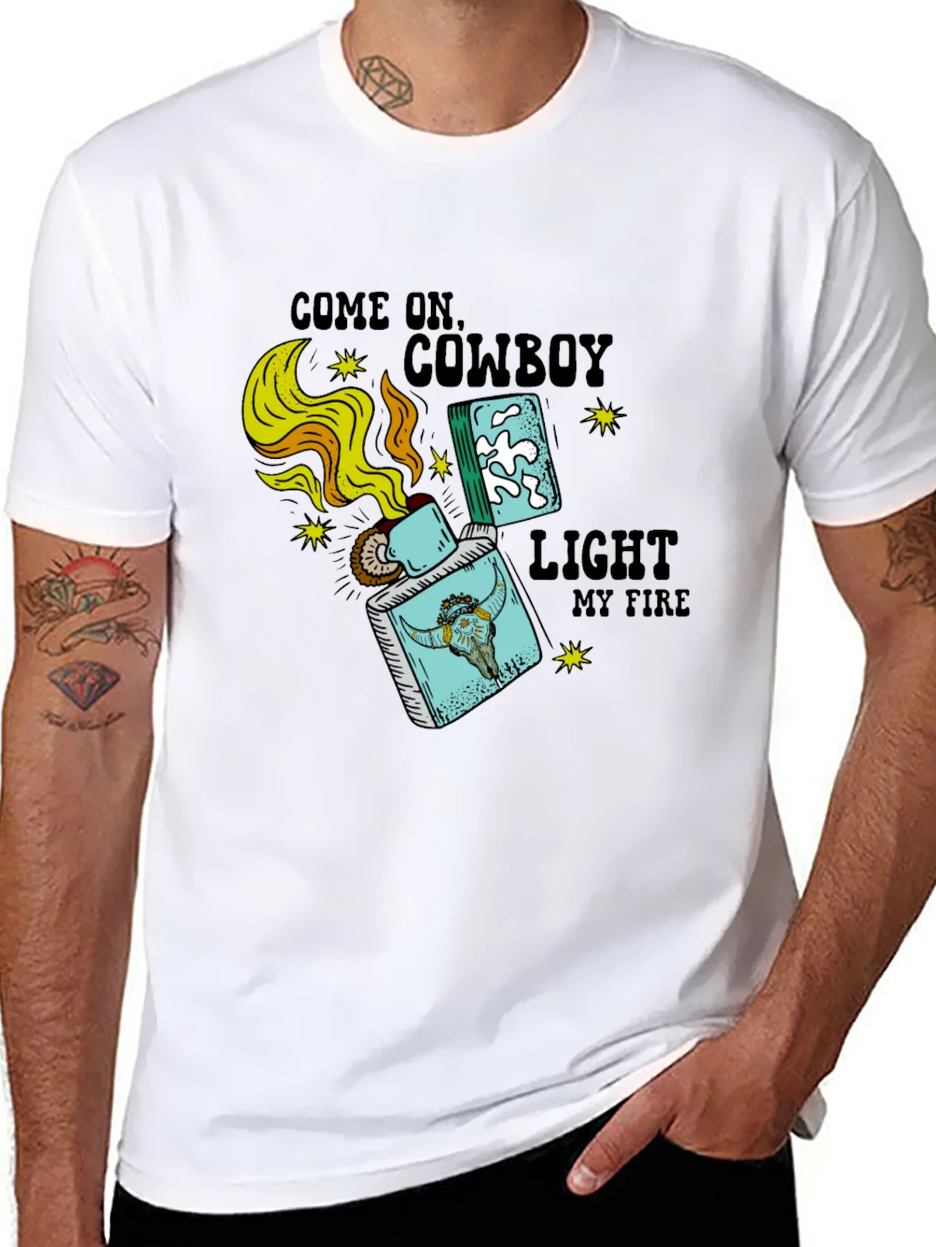 Camiseta Negra Cowboy Light My Fire