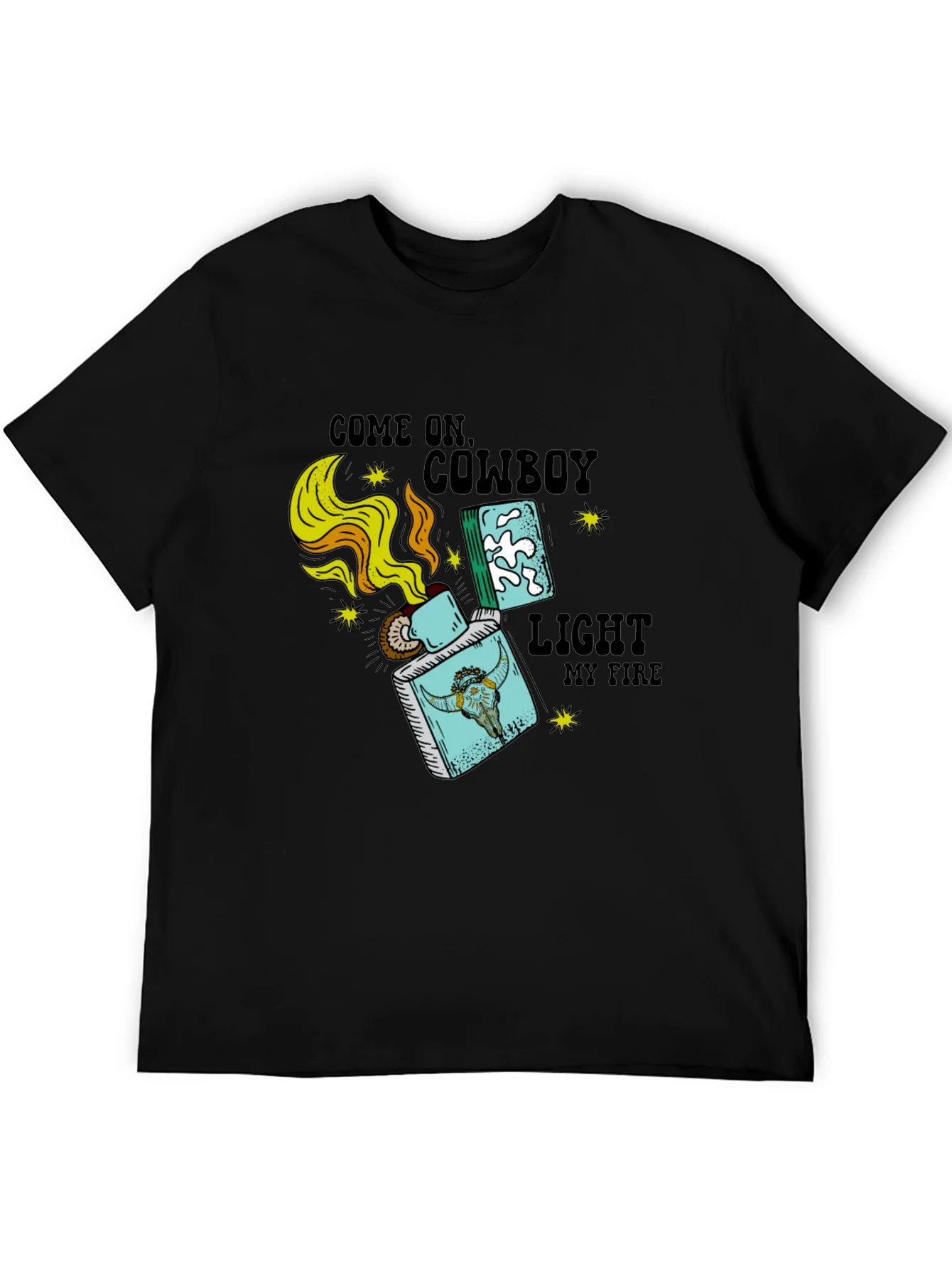 Camiseta Negra Cowboy Light My Fire