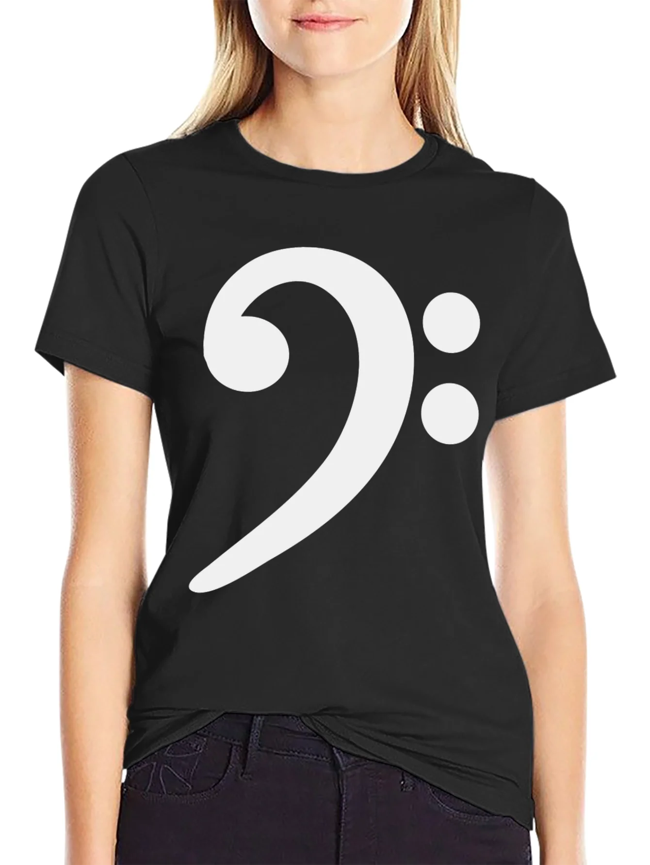 Camiseta Negra con Clave de Fa Blanca