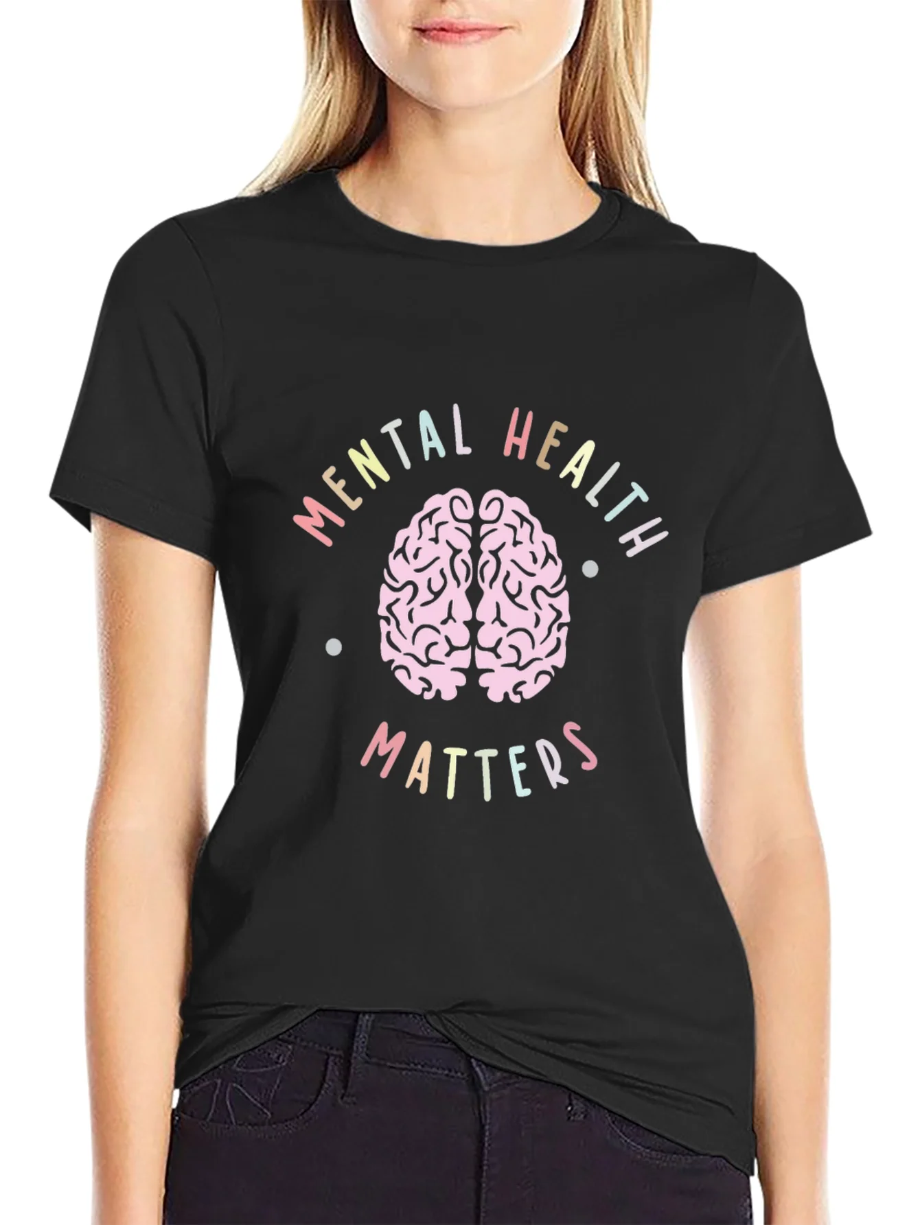 Camiseta Negra Salud Mental Importa Dise?o Cerebro