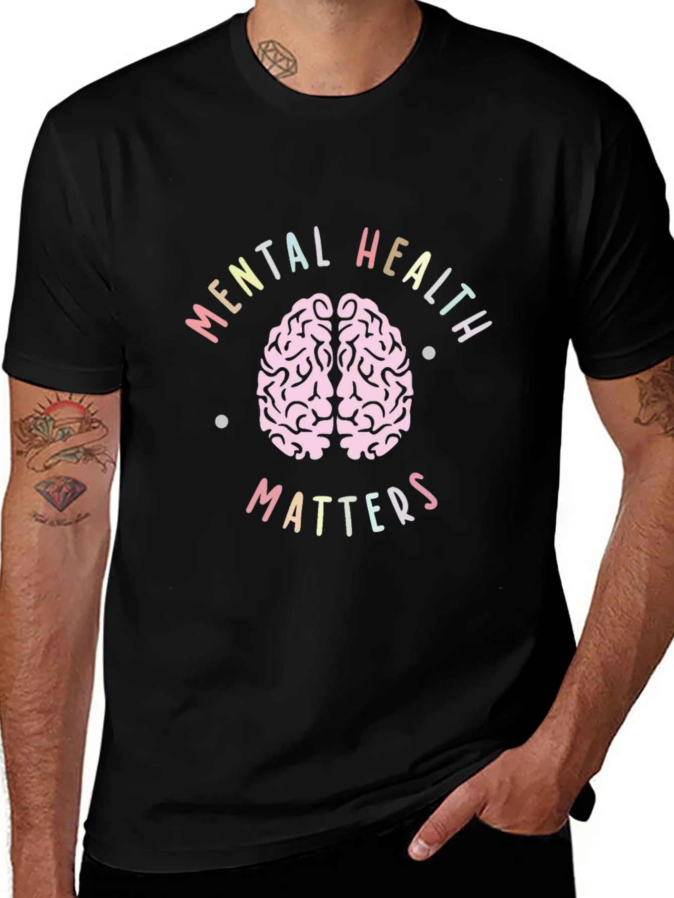 Camiseta Negra Salud Mental Importa Dise?o Cerebro