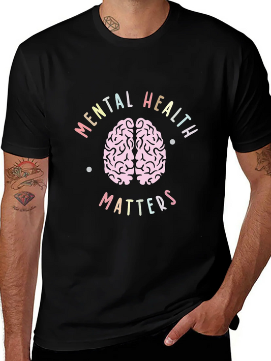 Camiseta Negra Salud Mental Importa Dise?o Cerebro