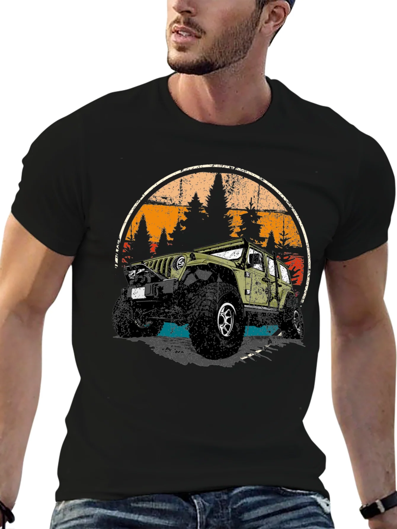 Camiseta Negra Retro Aventura 4x4 Off-Road