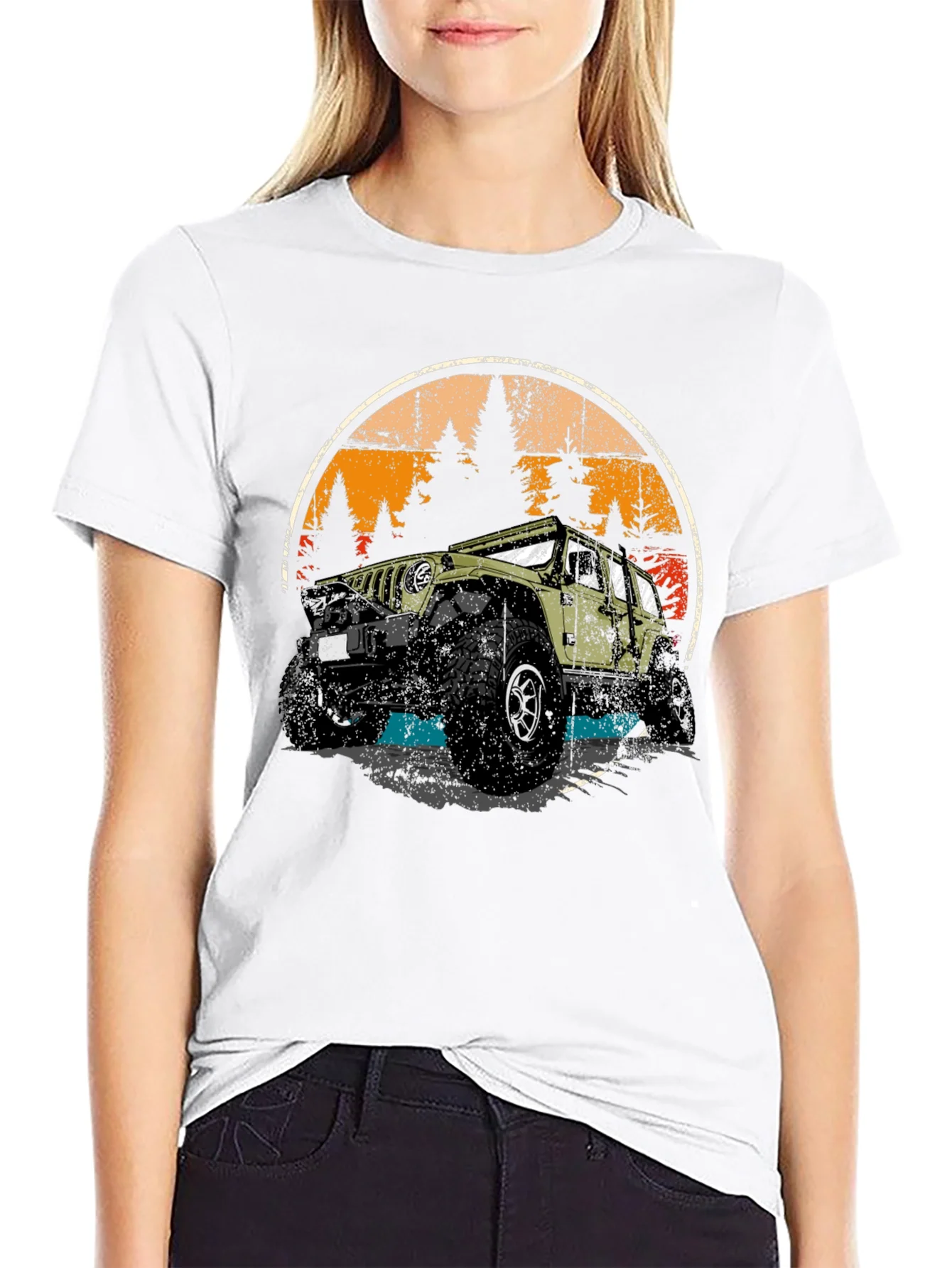 Camiseta Negra Retro Aventura 4x4 Off-Road
