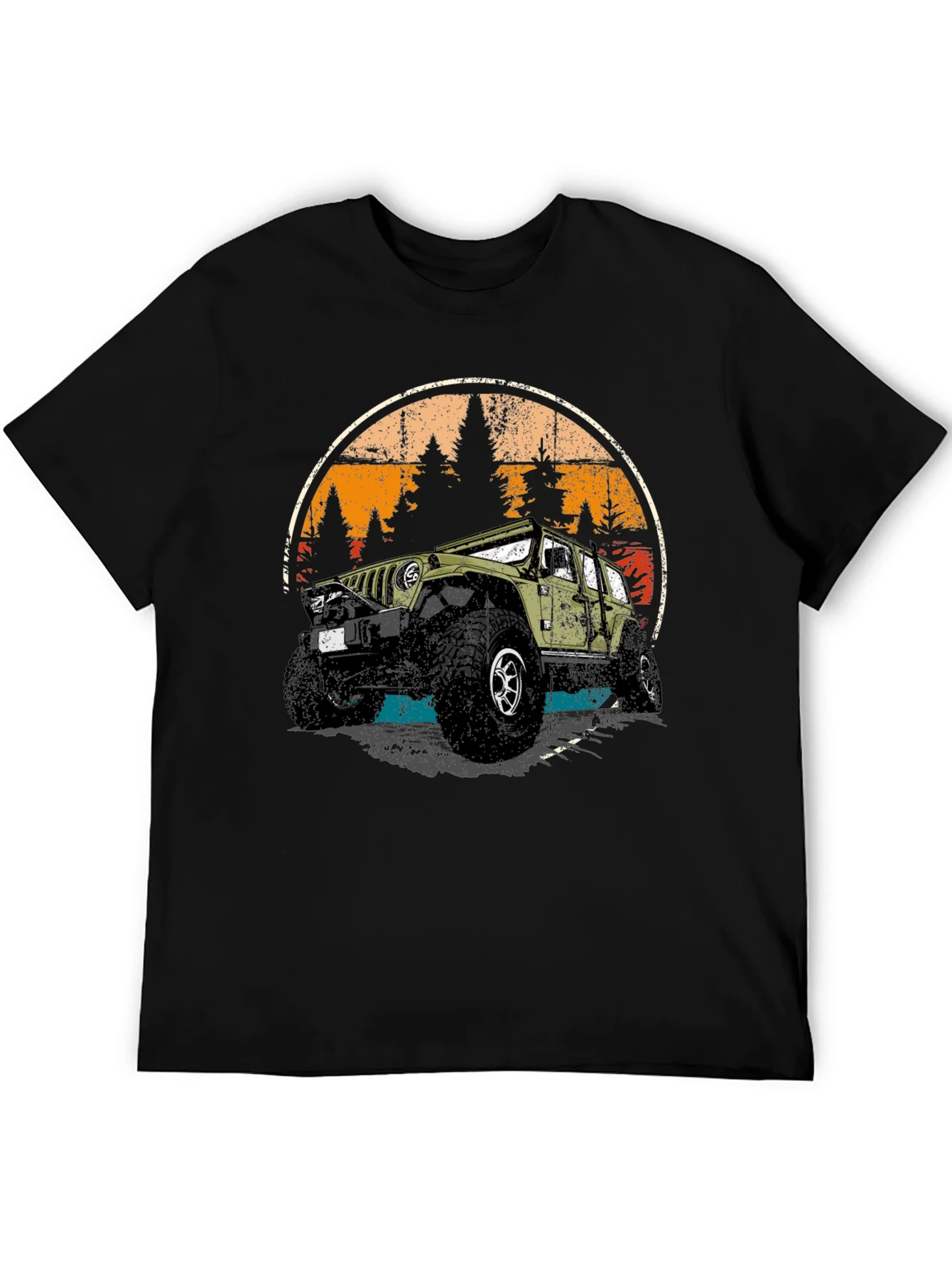 Camiseta Negra Retro Aventura 4x4 Off-Road