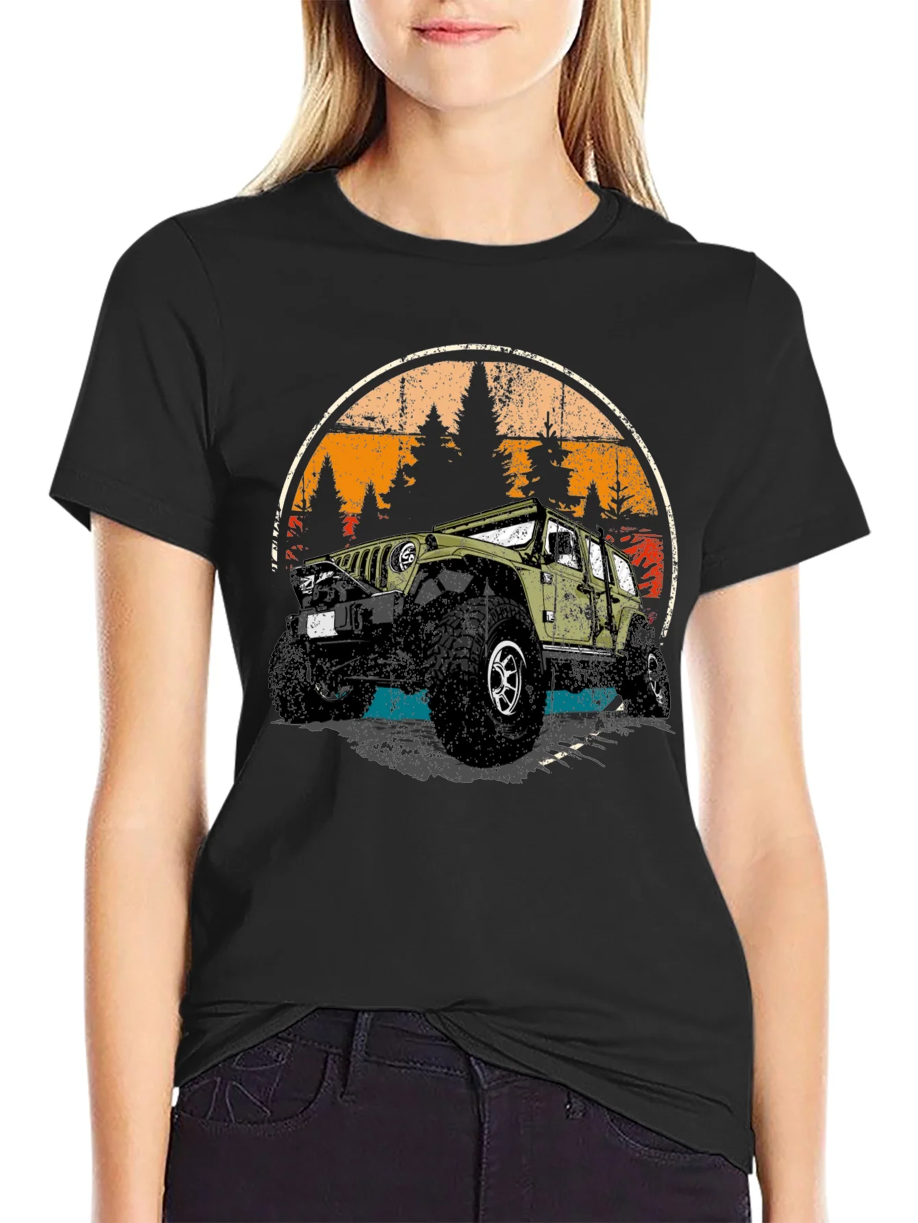 Camiseta Negra Retro Aventura 4x4 Off-Road