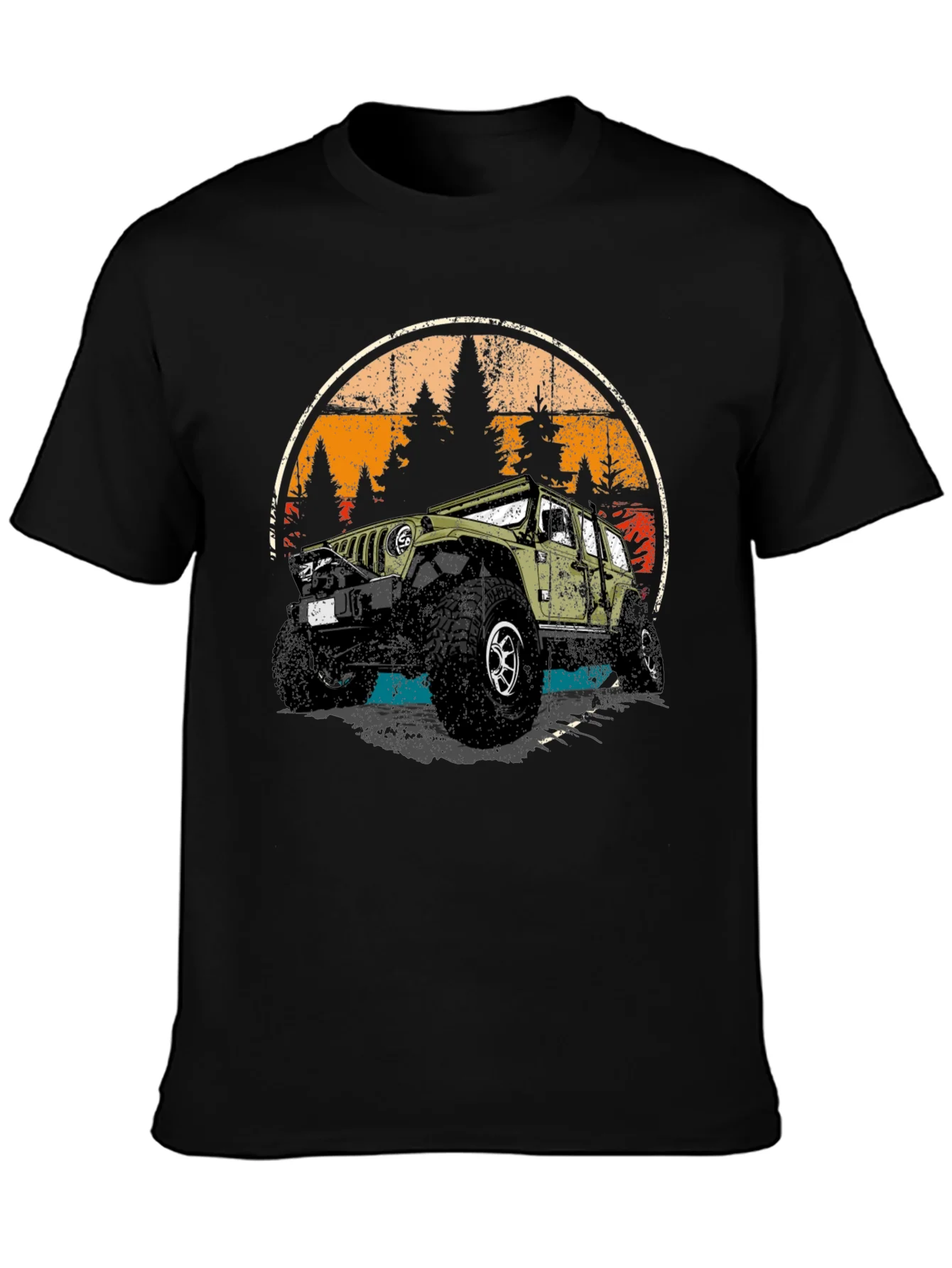 Camiseta Negra Retro Aventura 4x4 Off-Road