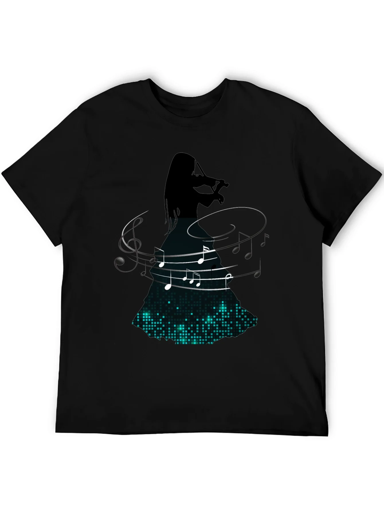 Rebbecca Violin Player Music Notes Graphic Tee - Black