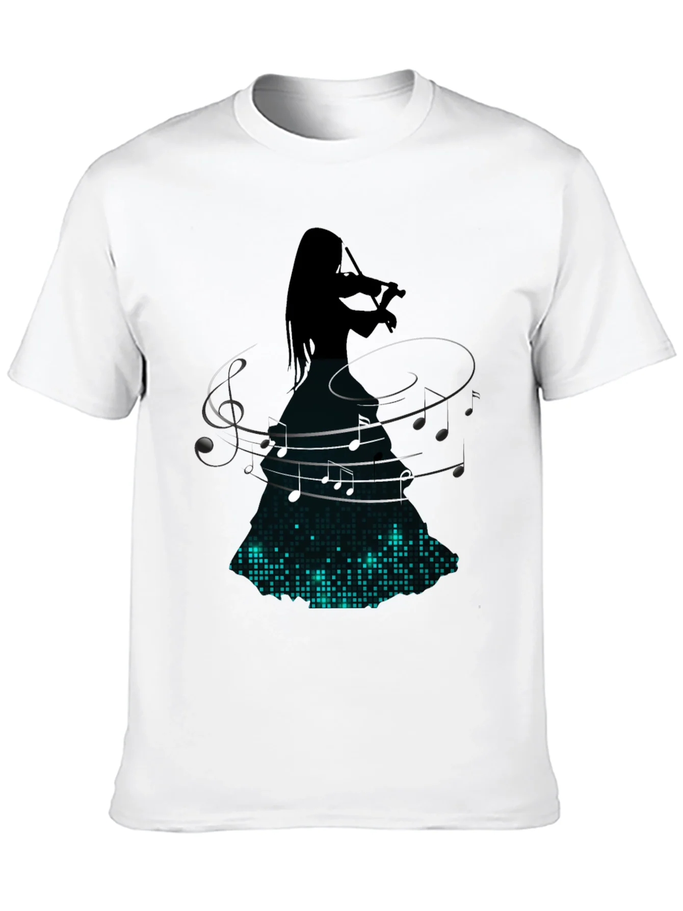 Rebbecca Violin Player Music Notes Graphic Tee - Black