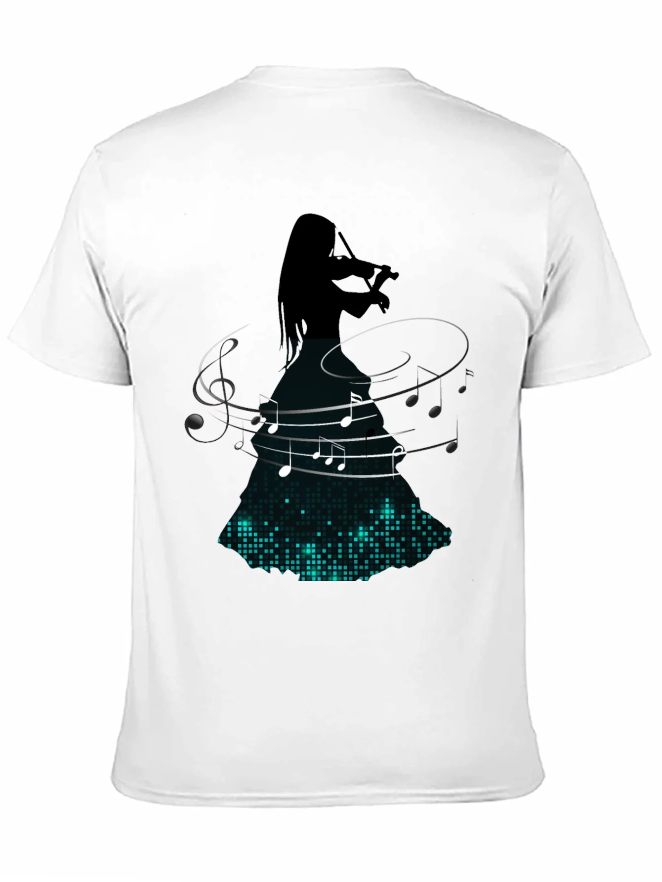 Rebbecca Violin Player Music Notes Graphic Tee - Black